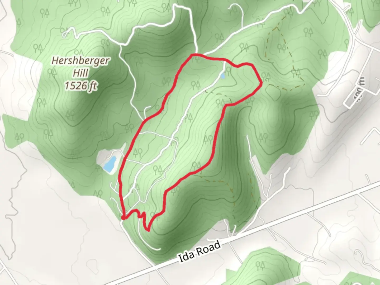An image depicting the trail Log Cabin Drive and Brenwood Drive Loop and its surrounding area.