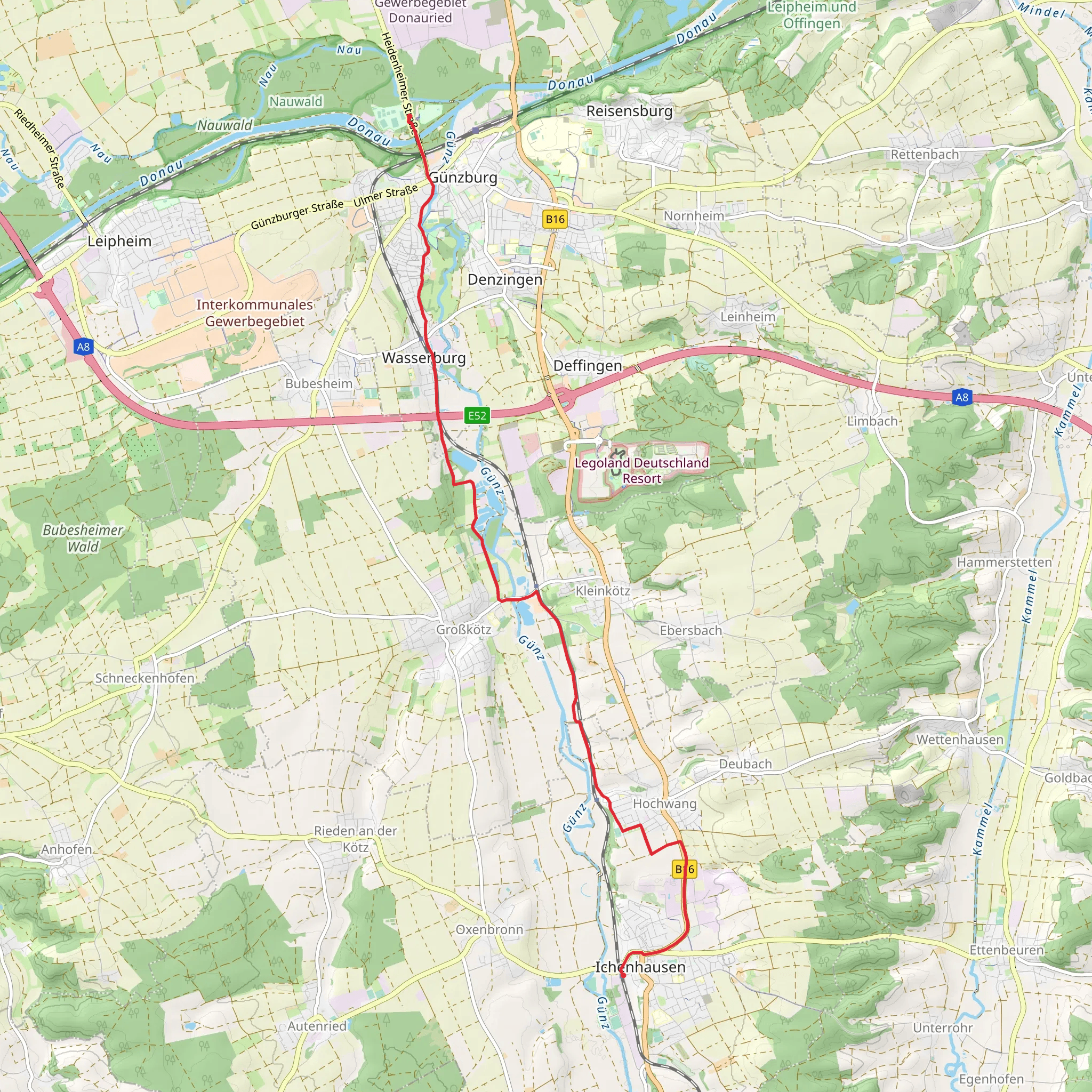 Ichenhausen to Waldbad Walk mobile static map