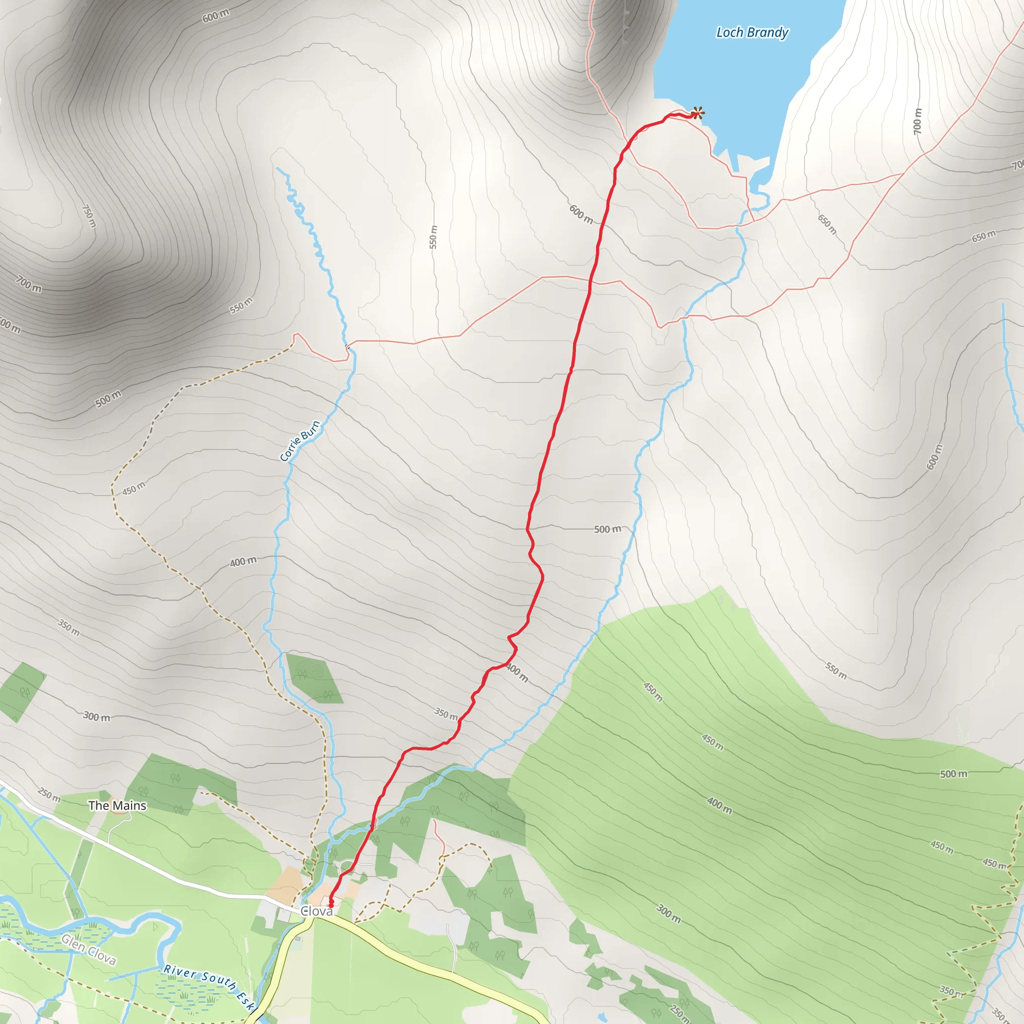 Glen Clova Path - Loch Brandy mobile static map