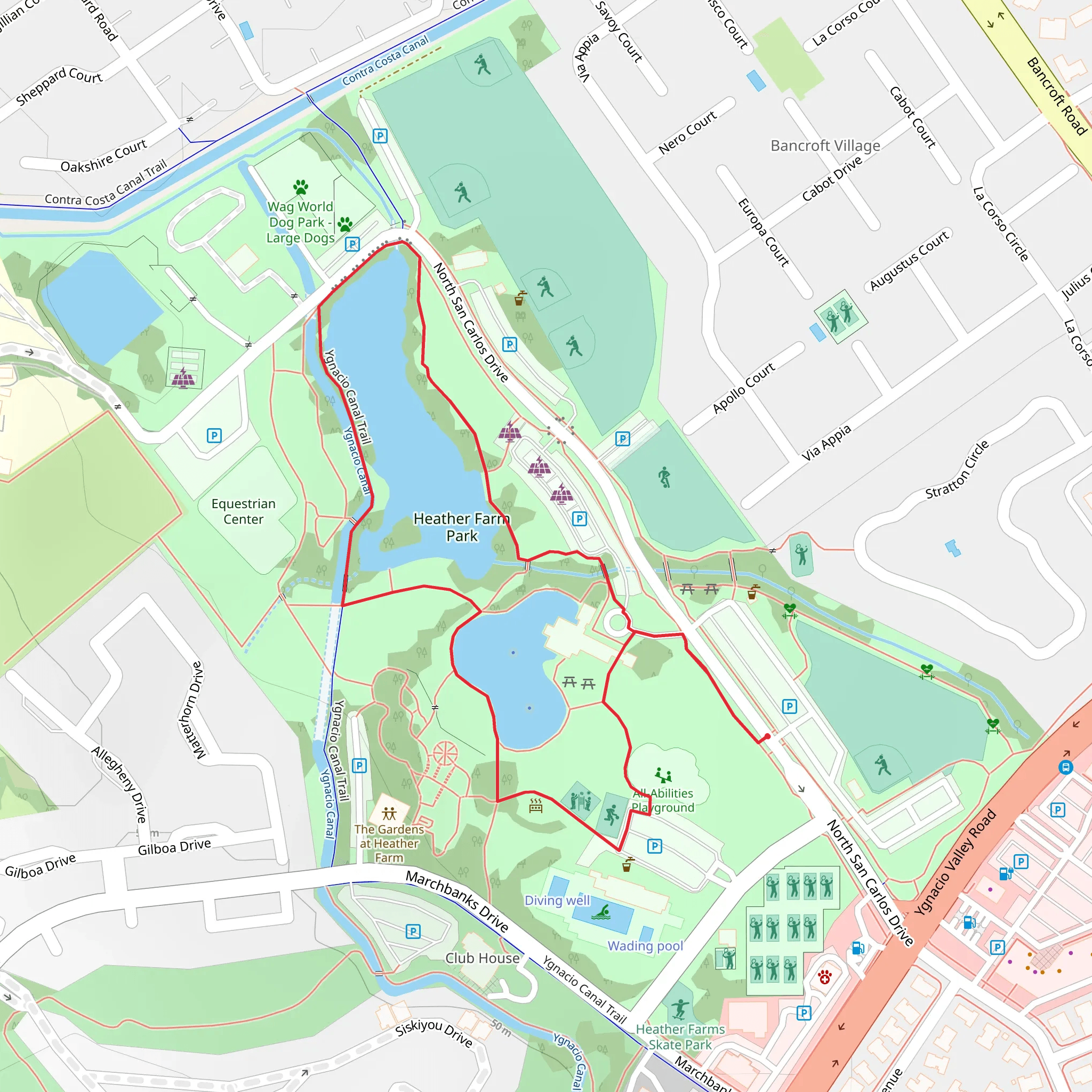 Heather Farm Park Loop mobile static map