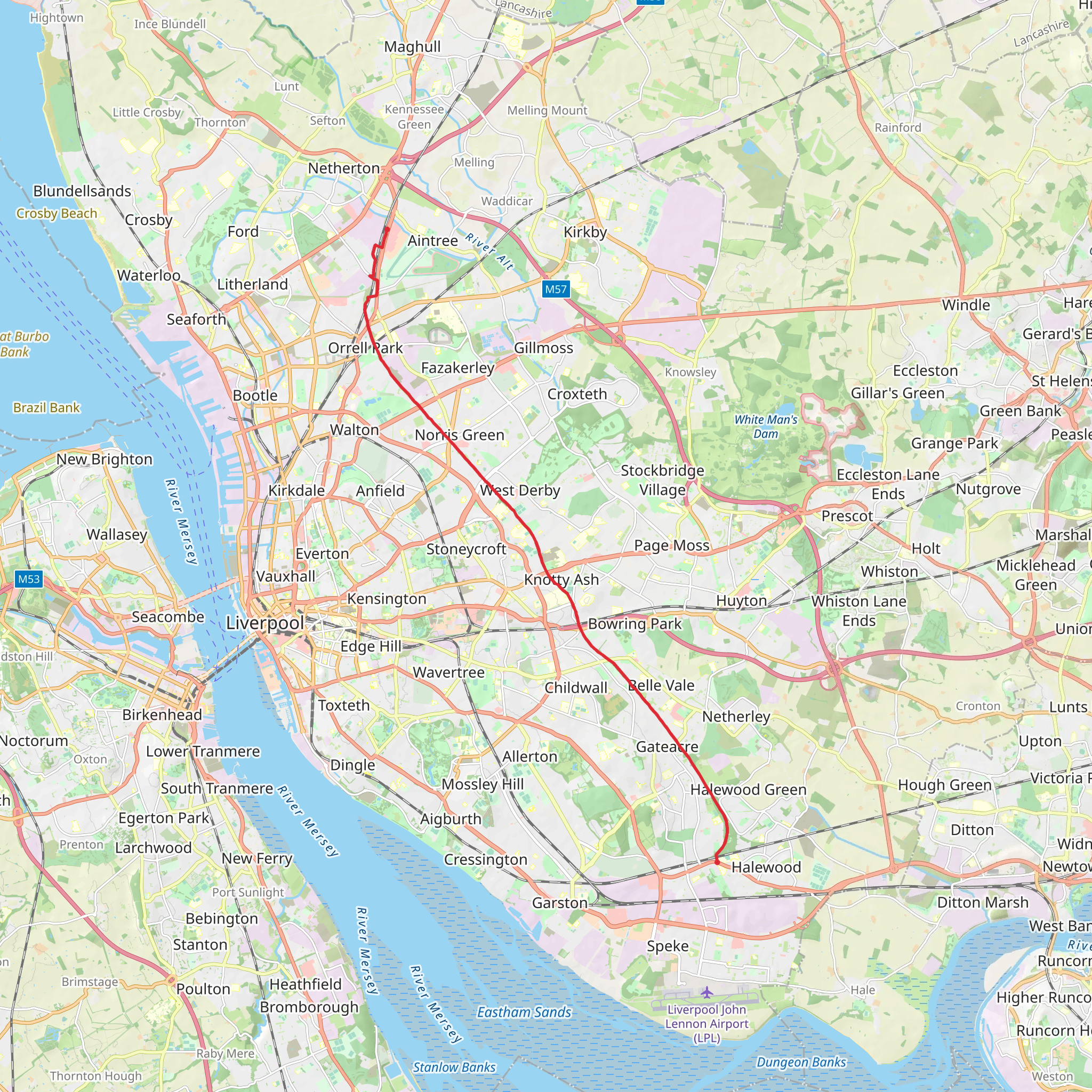 Liverpool Loop Line mobile static map