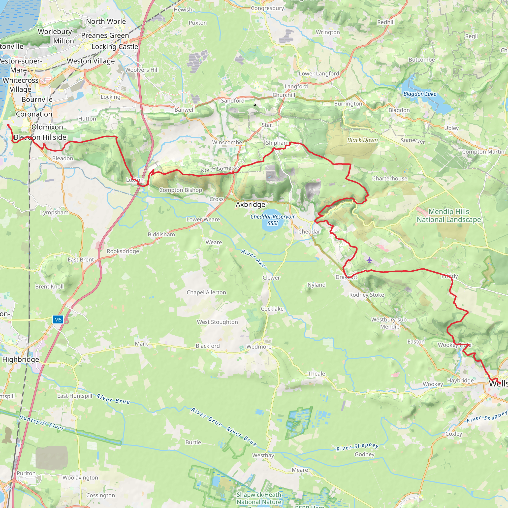 West Mendip Way mobile static map