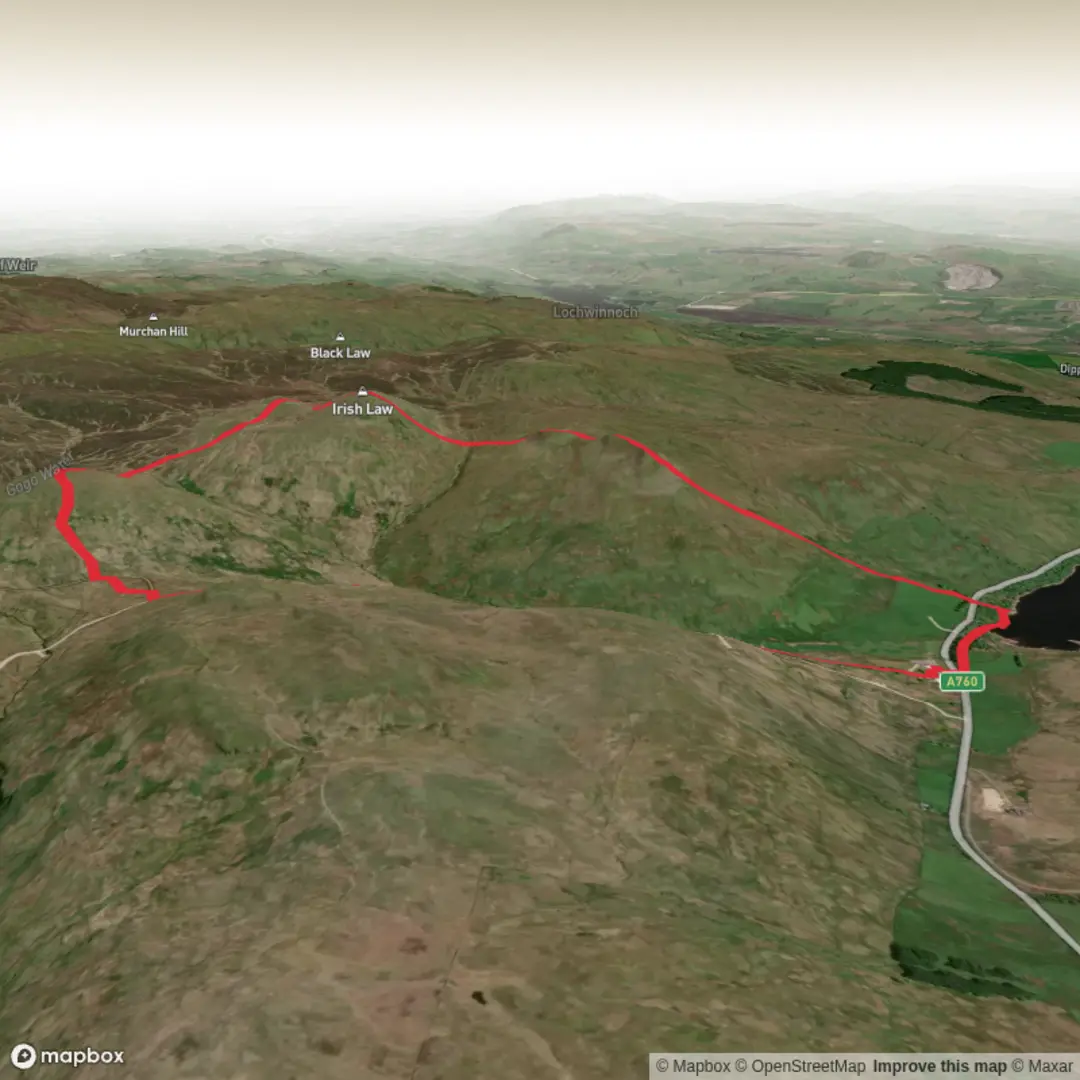 An image depicting the trail Irish Law and Feuside Hill Loop and its surrounding area.