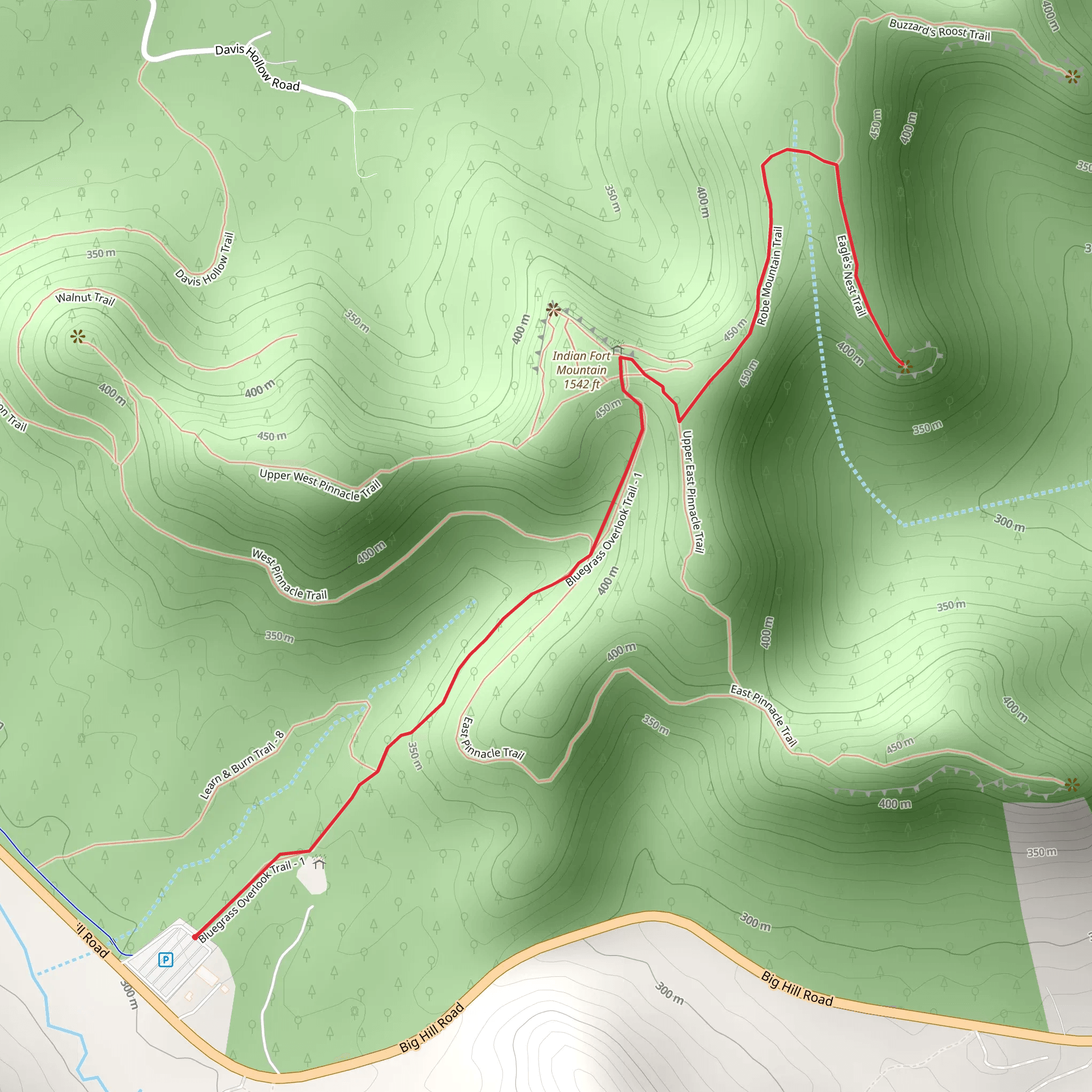 Indian Fort Mountain Trail and Eagles Nest Trail mobile static map