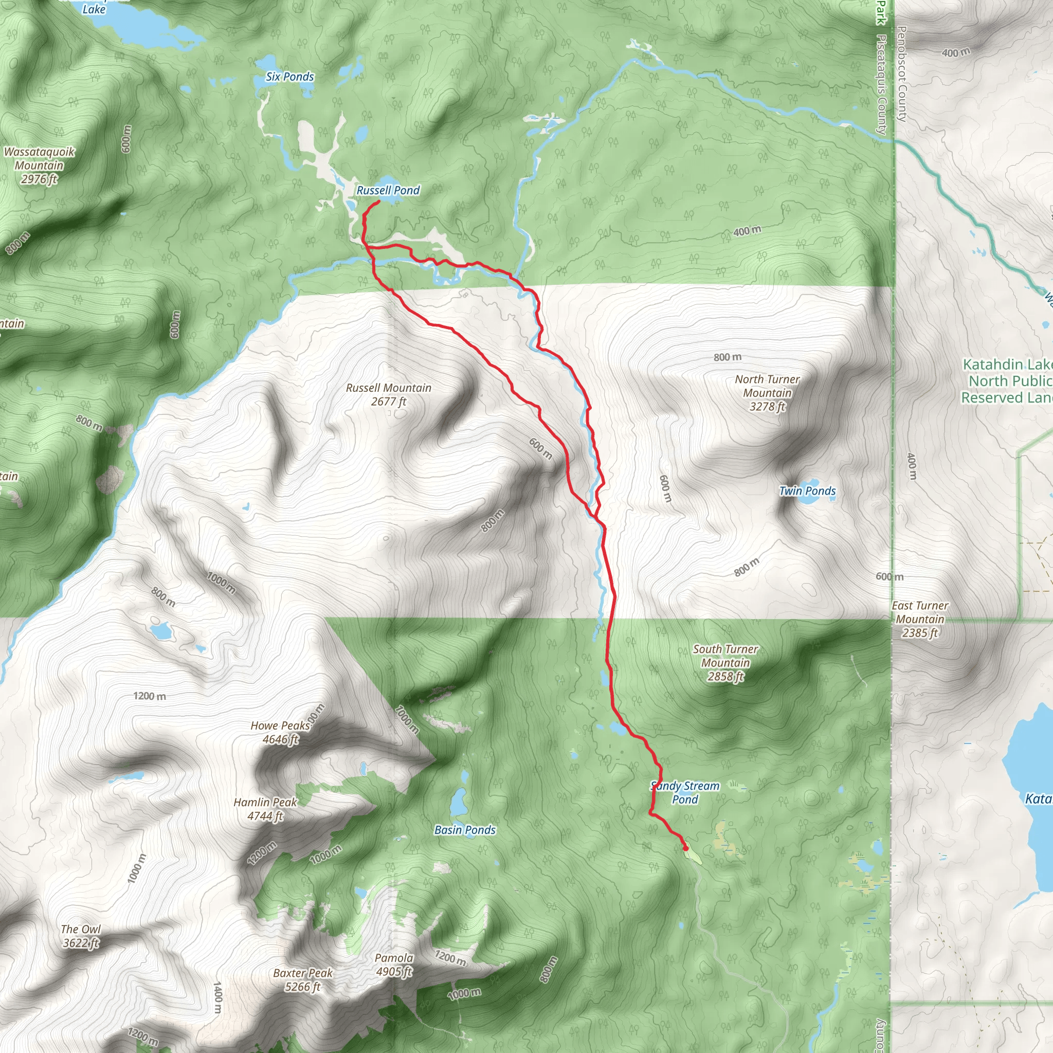Russell Pond Trail mobile static map