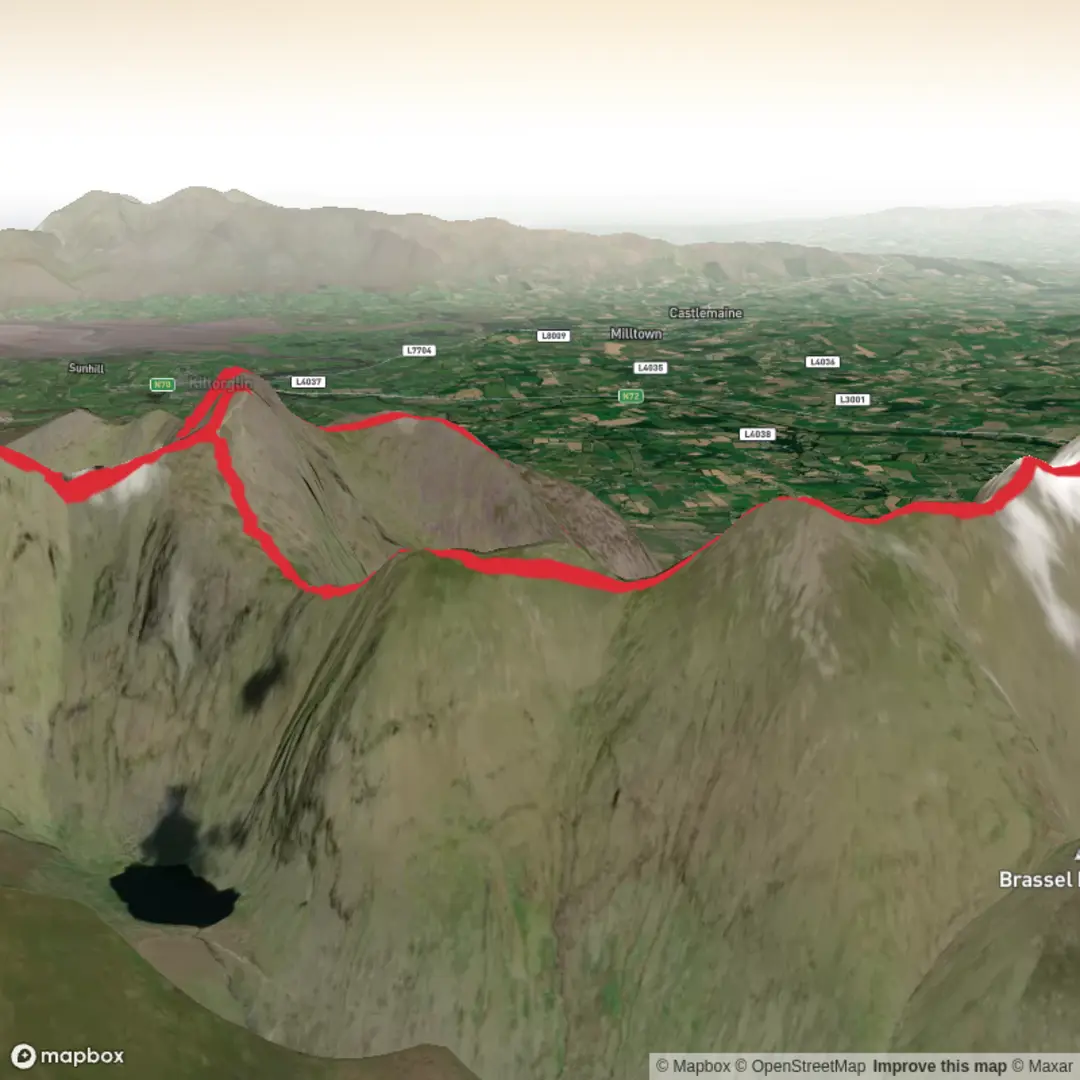An image depicting the trail 2026 Reeks - Advanced + and its surrounding area.