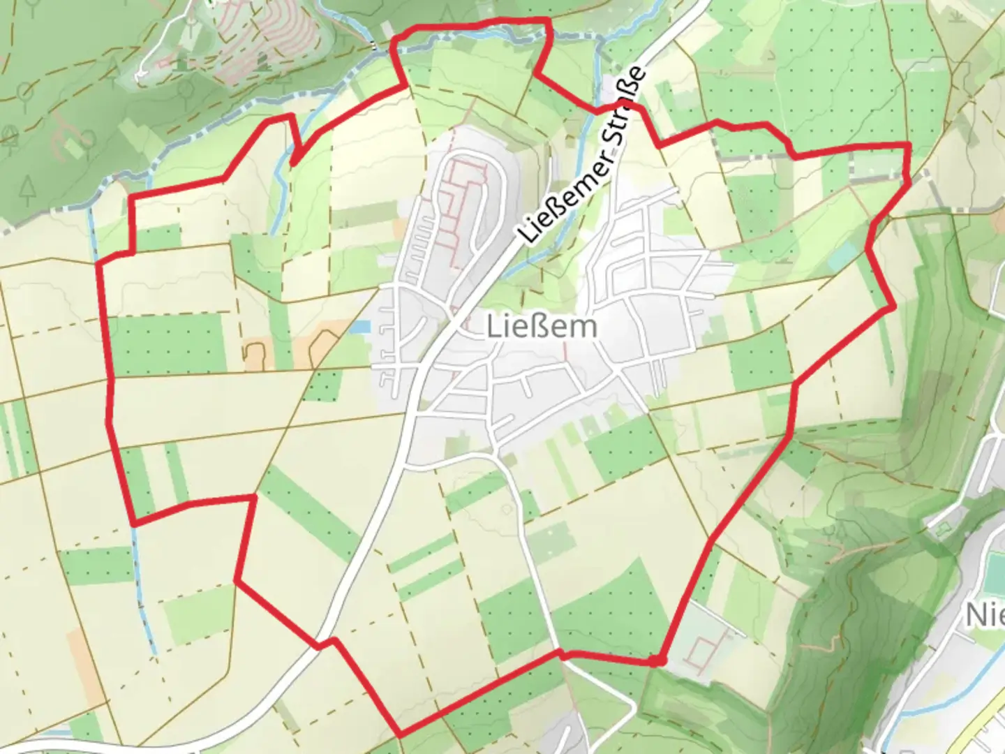 An image depicting the trail Ließem Loop and its surrounding area.
