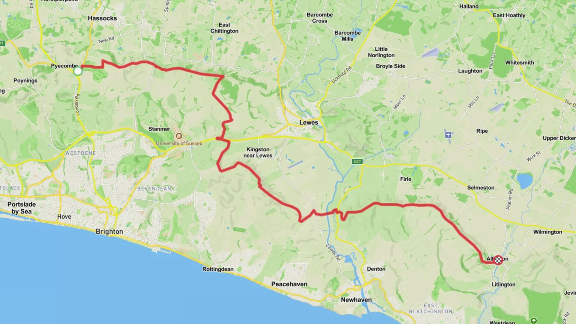 An image depicting the trail Pyecombe to Alfriston Walk and its surrounding area.