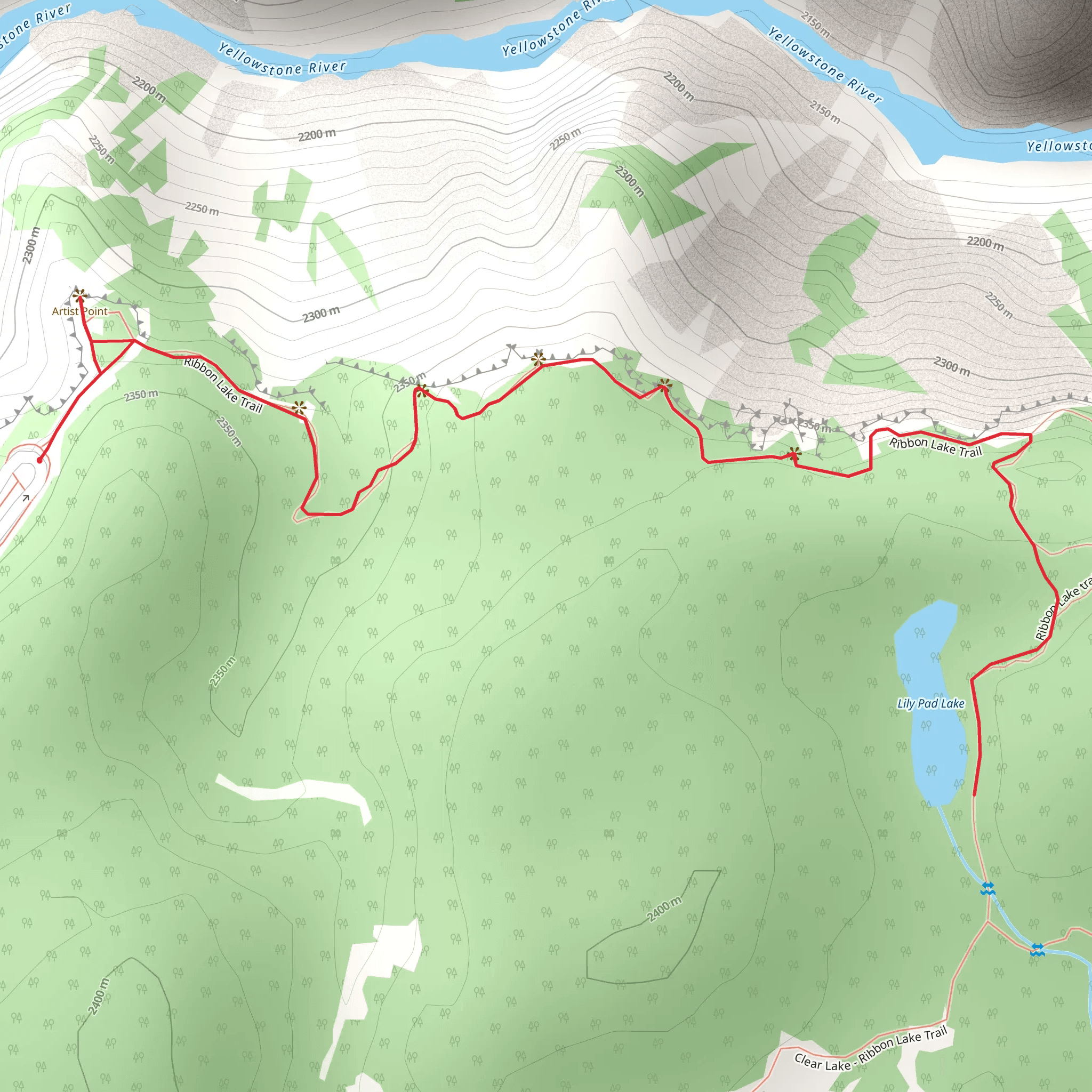 Lily Pad Lake via Ribbon Lake Trail mobile static map