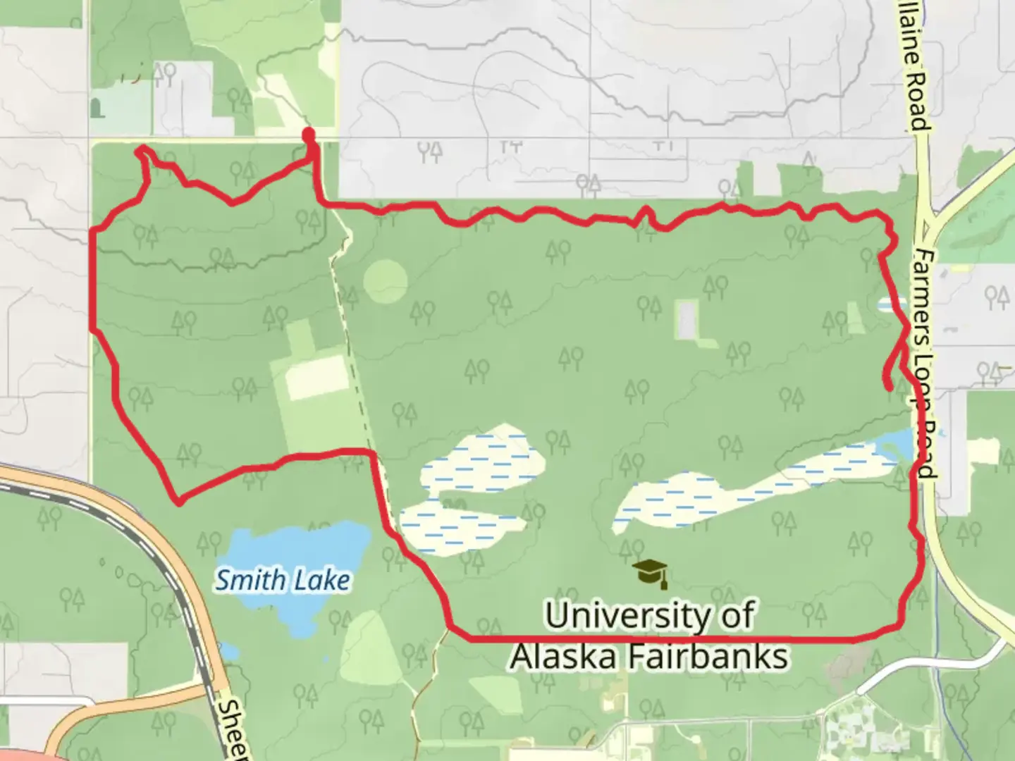 An image depicting the trail Ballaine Lake and Smith Lake Loop and its surrounding area.