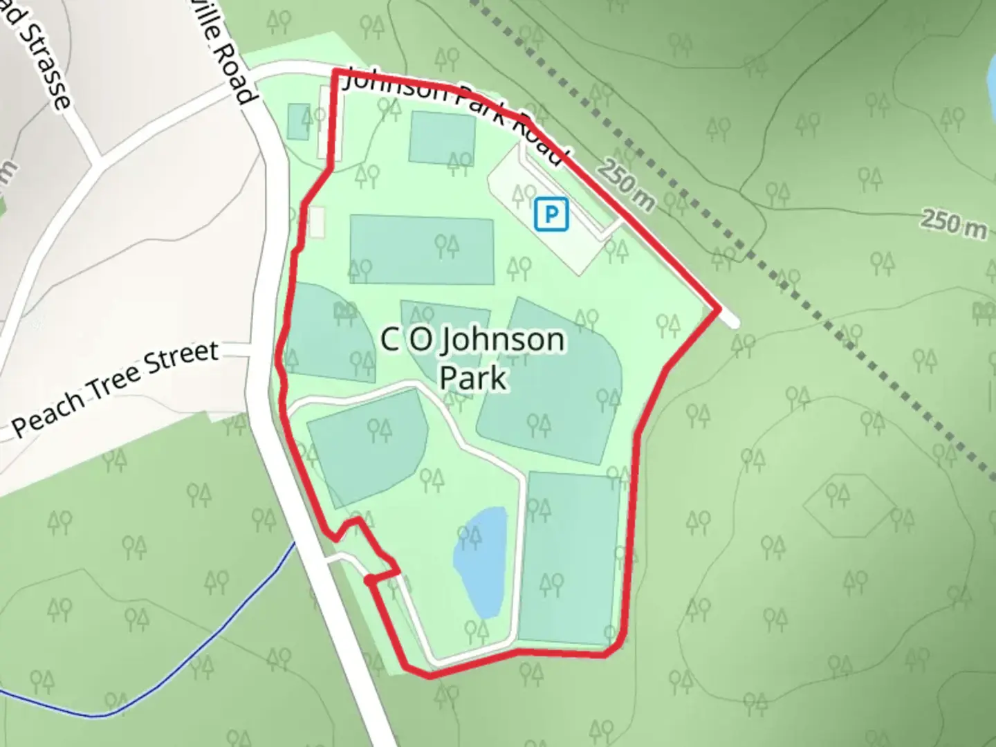 An image depicting the trail Johnson Park Road Loop and its surrounding area.