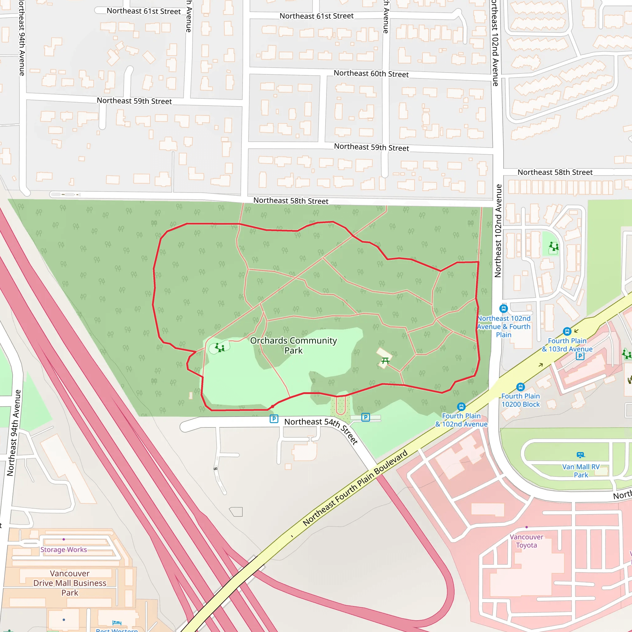 Orchards Community Park Loop mobile static map