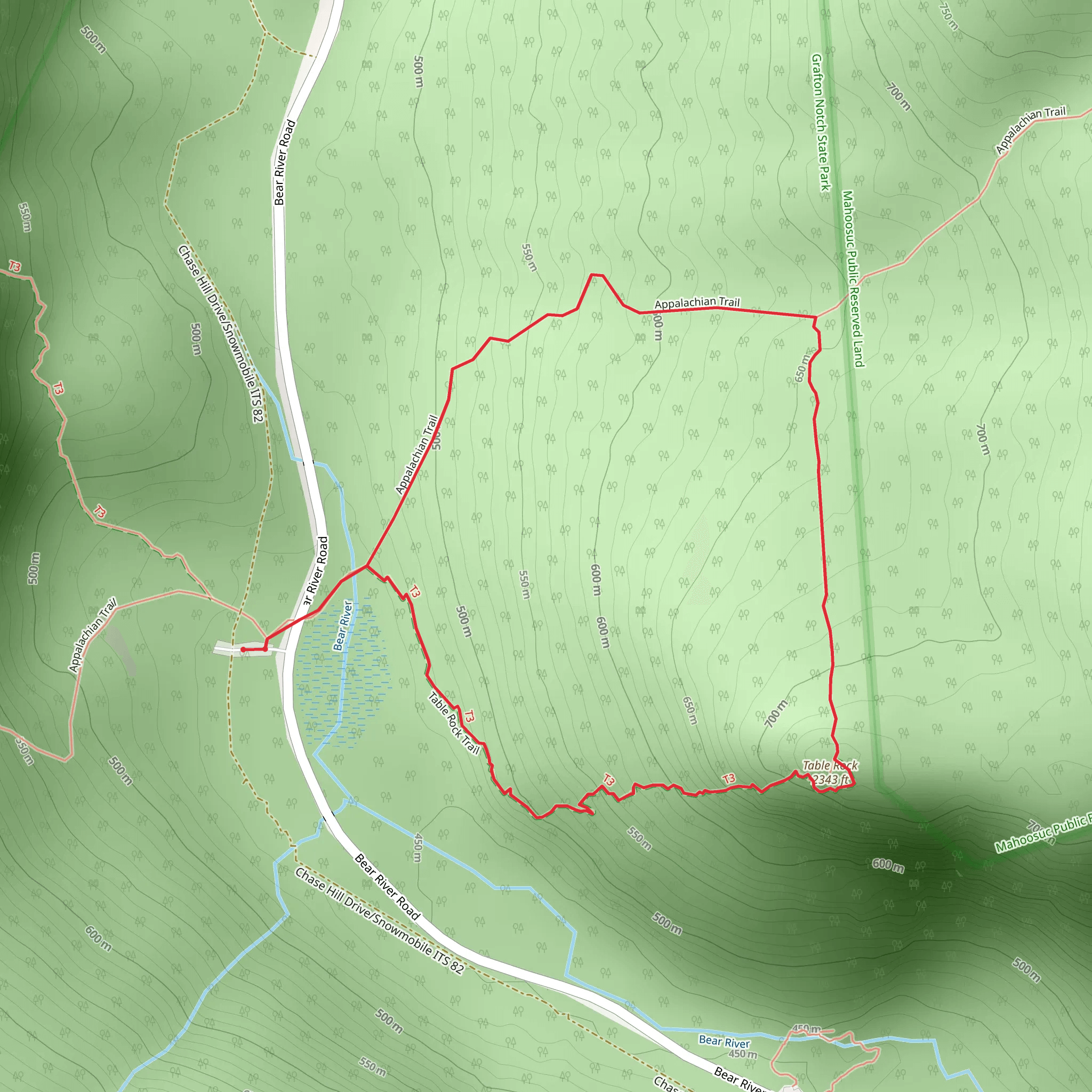 Grafton Loop Trail via Table Rock Mountain mobile static map