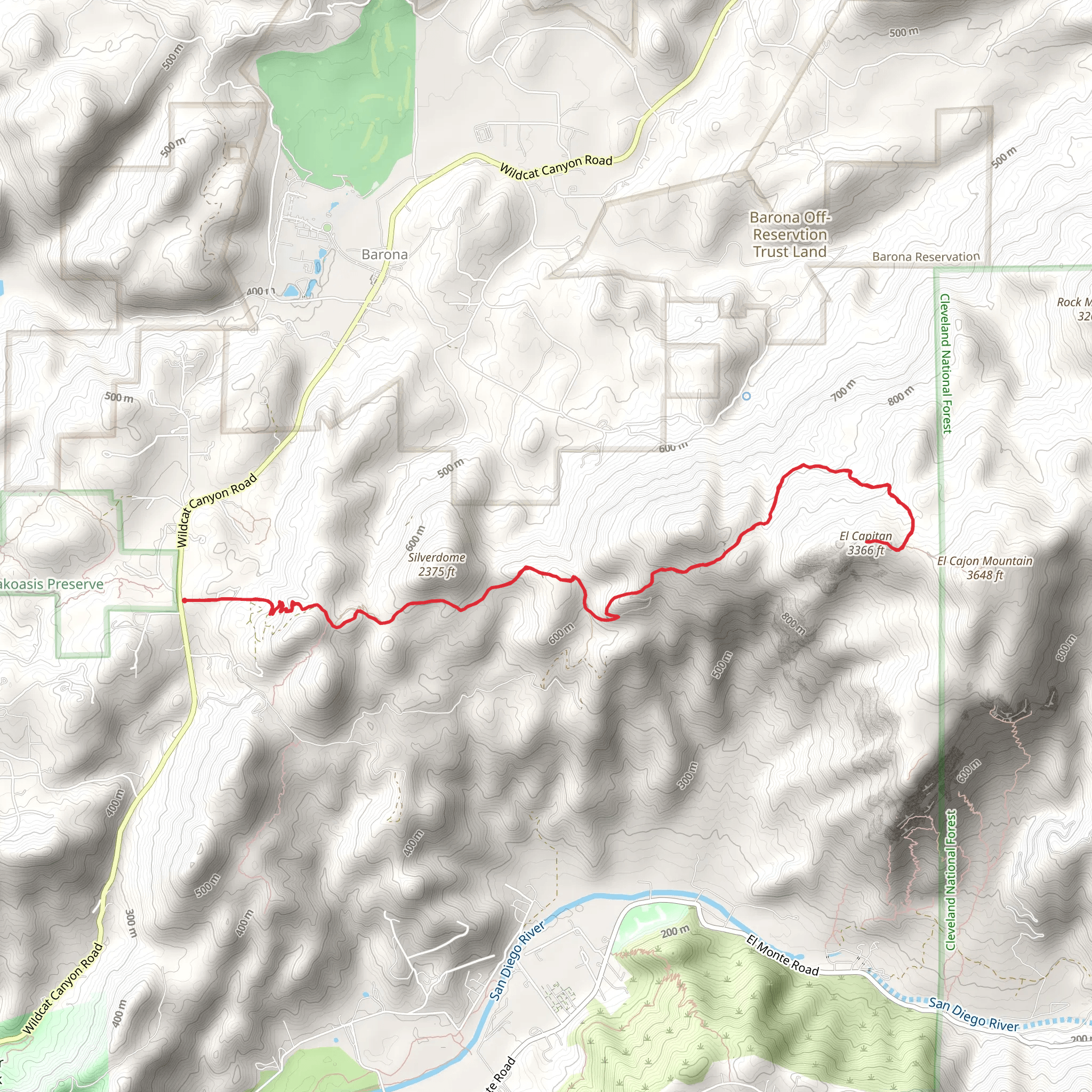 El Capitan via Blue Sky Ranch Road mobile static map