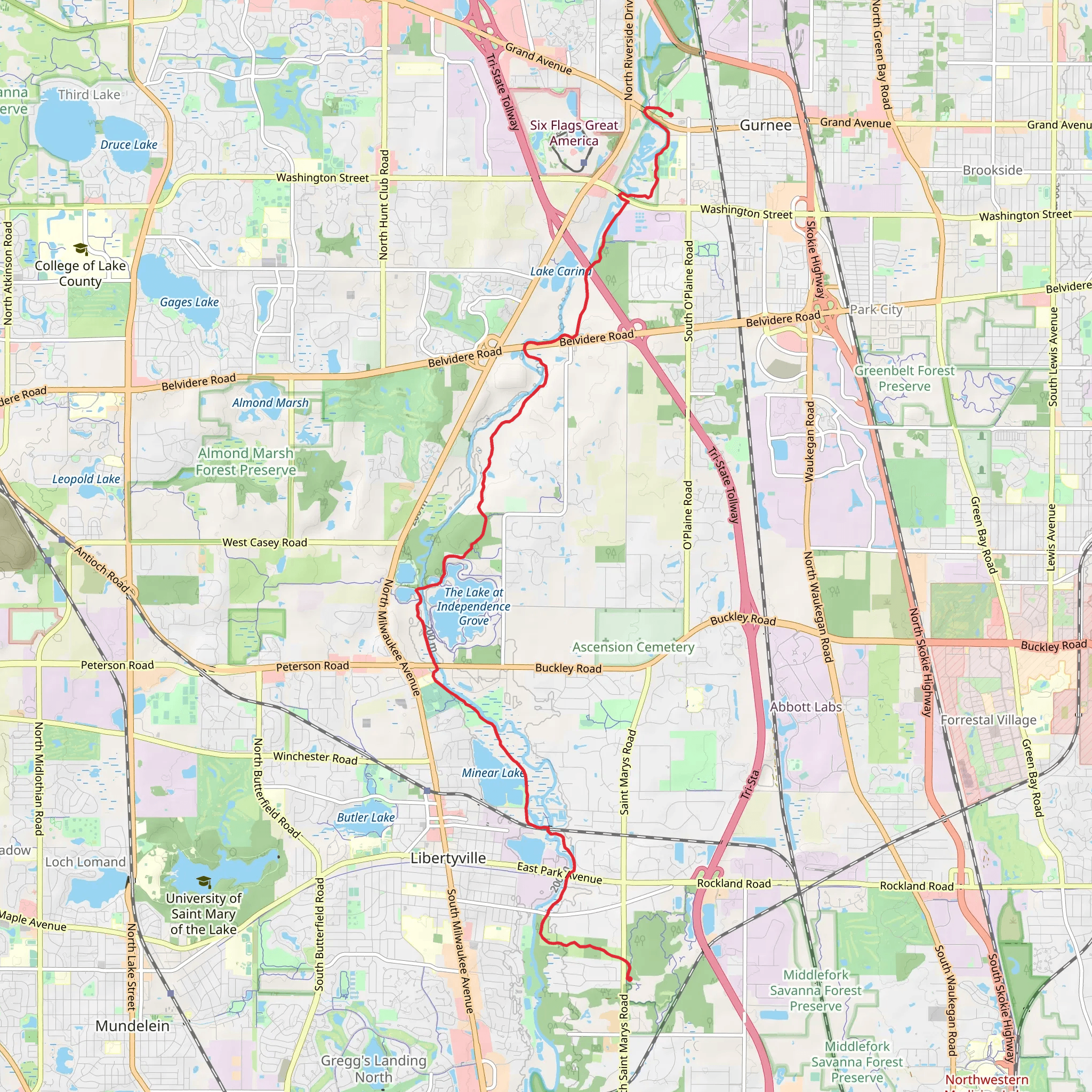 Des Plaines River Trail - Gurnee mobile static map