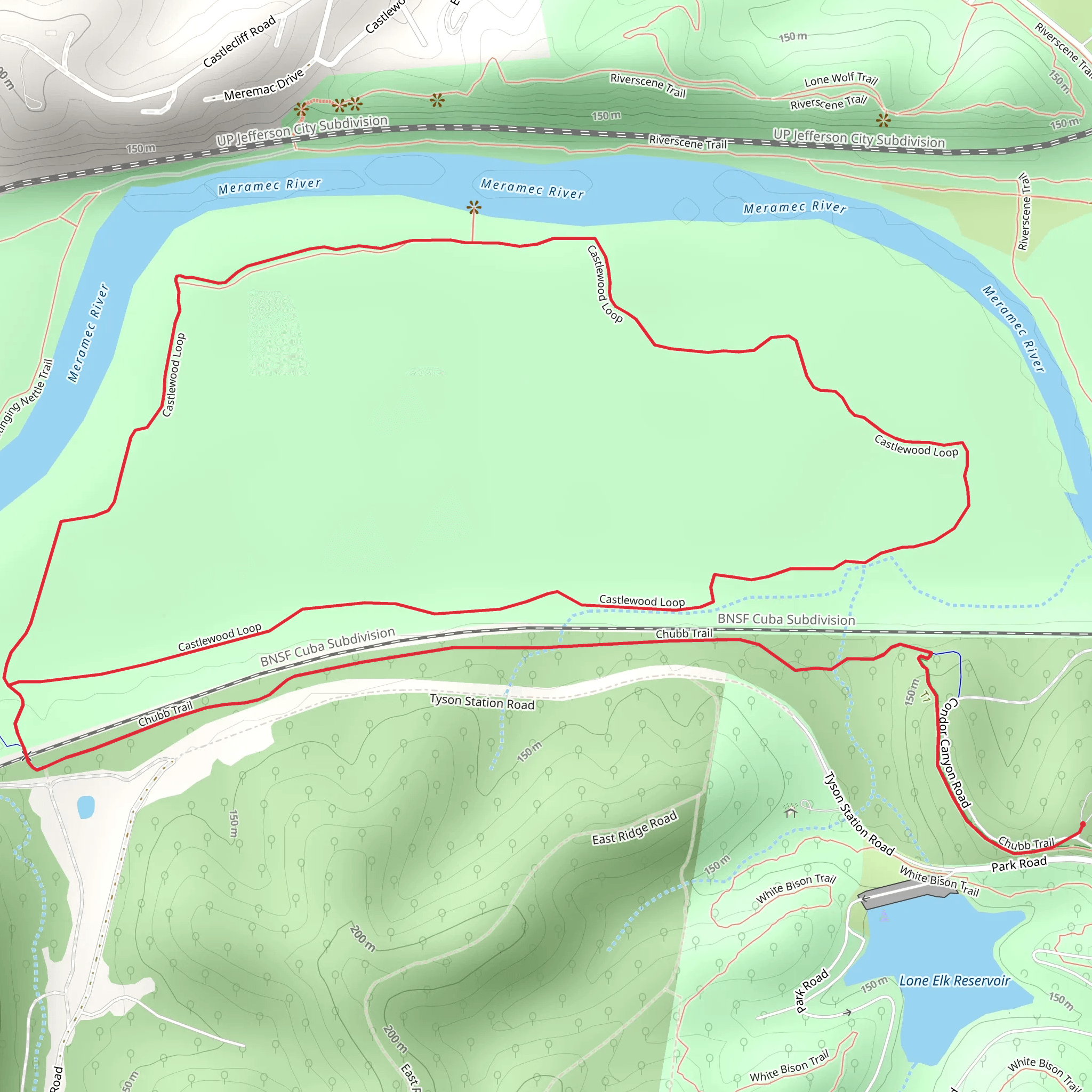 Castlewood State Park Loop via Chubb Trail mobile static map