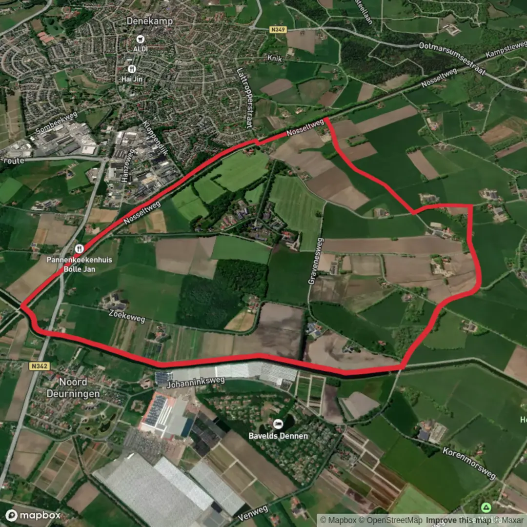 An image depicting the trail Omleidingskanaal and Kanaal Almelo Nordhorn Loop and its surrounding area.