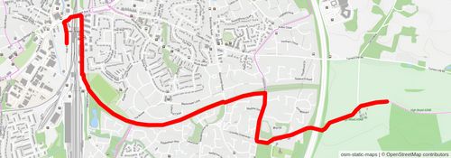 Worth Way from Three Bridges near Crawley stage 2 Map