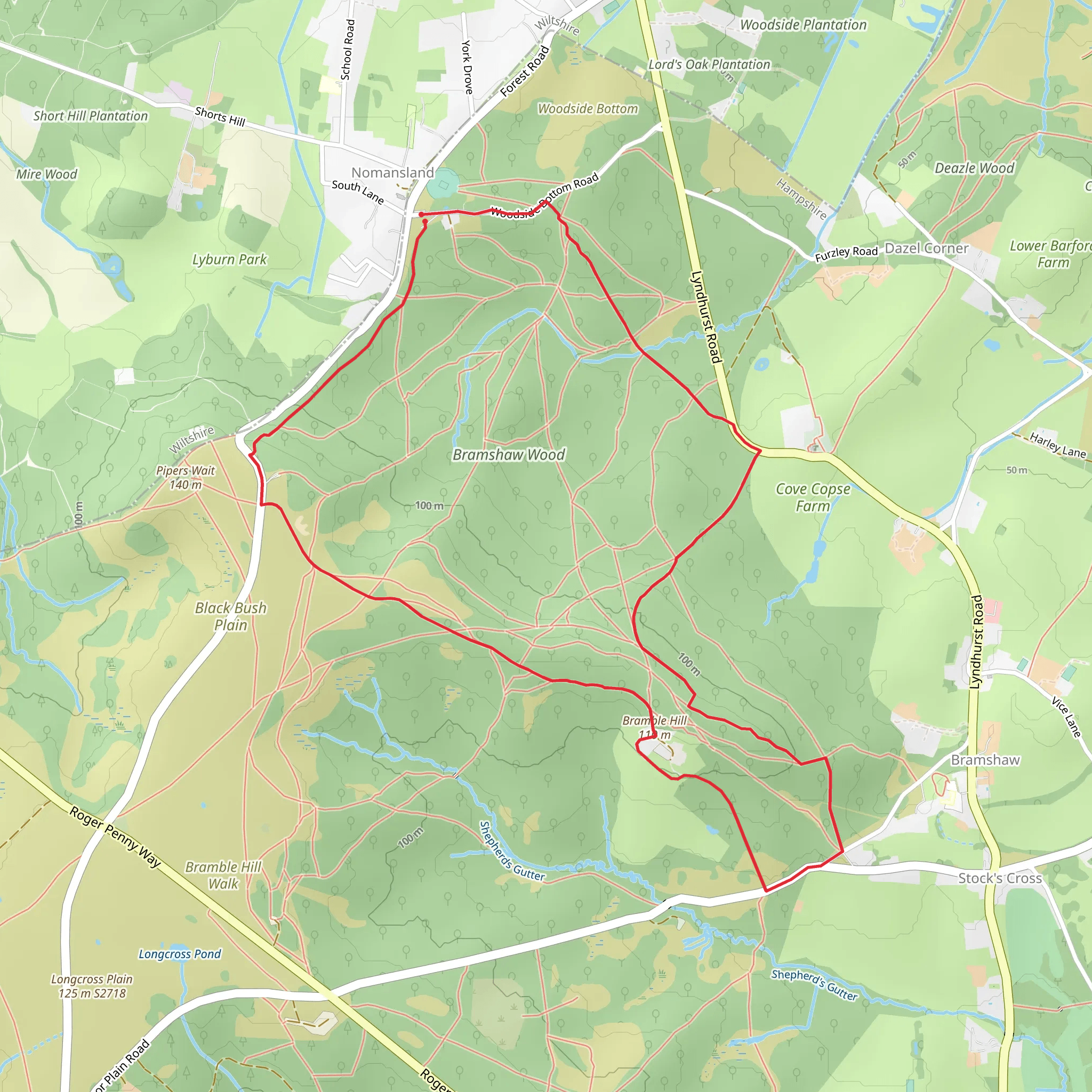 Bramshaw Wood Long Loop mobile static map