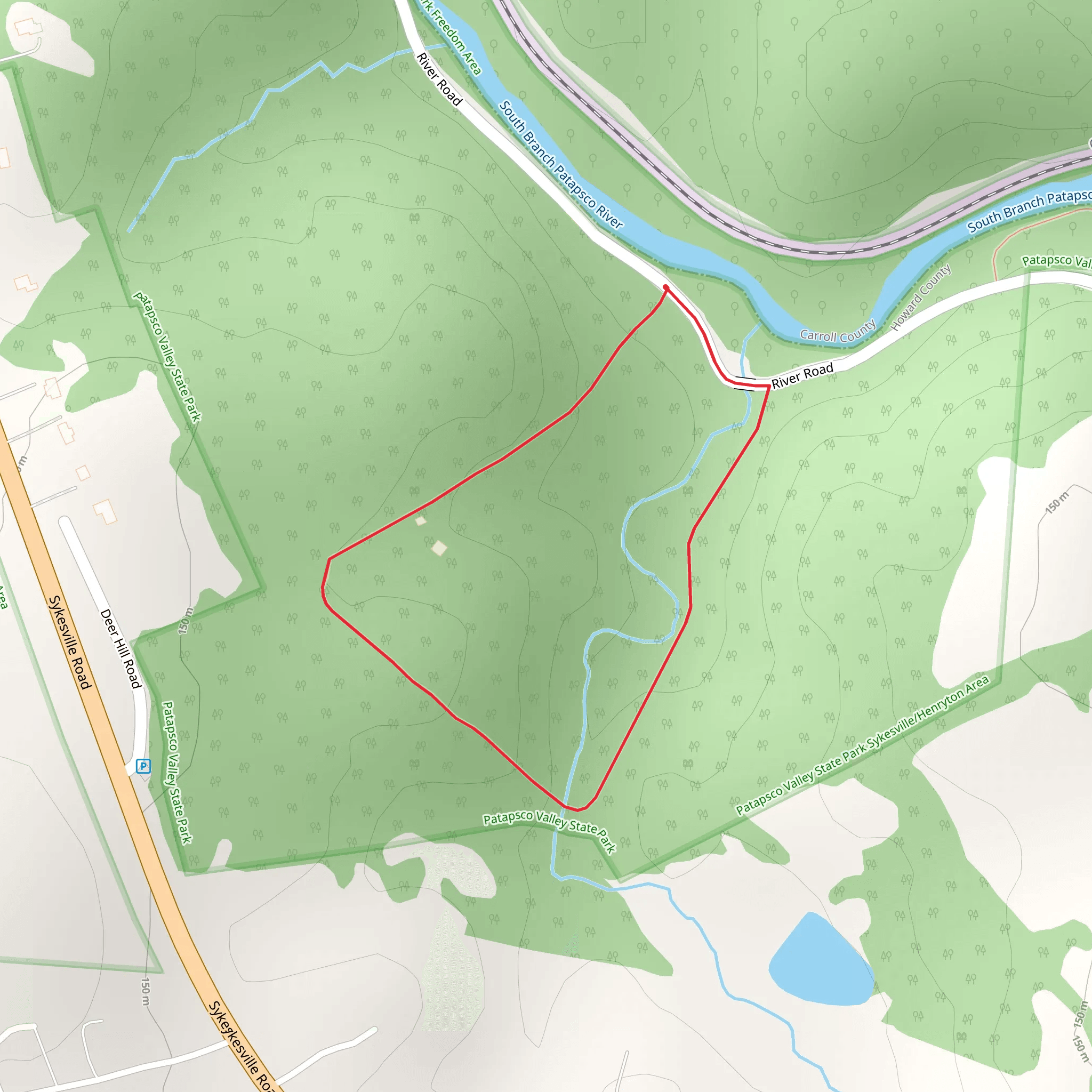 South Branch Patapsco River Road Loop mobile static map