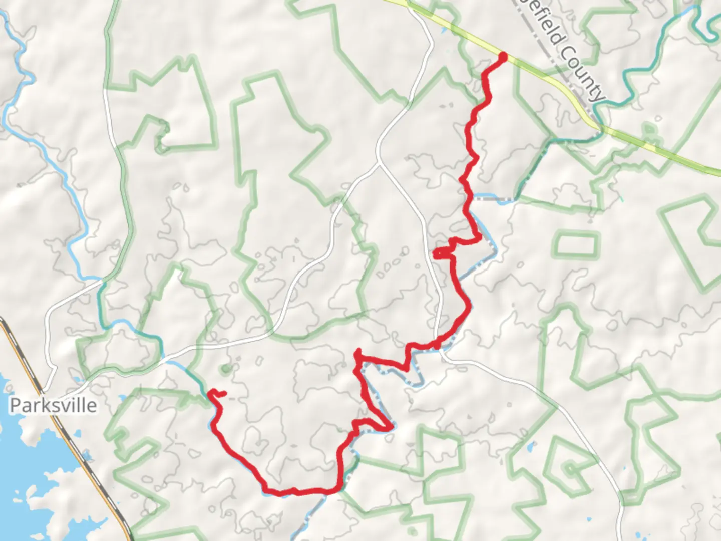 An image depicting the trail Wine - Turkey Creek Hiking Trail and its surrounding area.