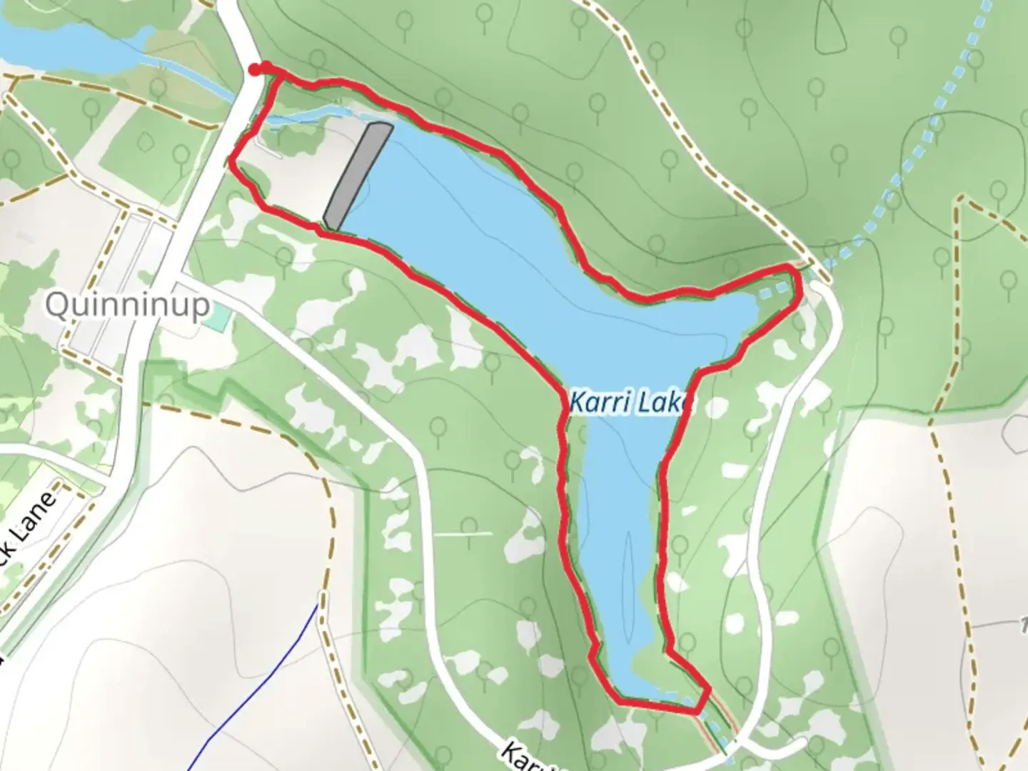An image depicting the trail Karri Lake Trail and its surrounding area.