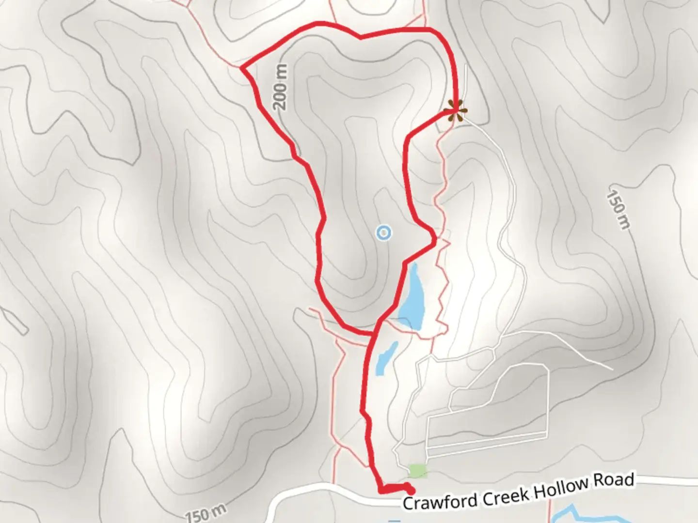 An image depicting the trail Crawford Creek Hollow Road Loop and its surrounding area.