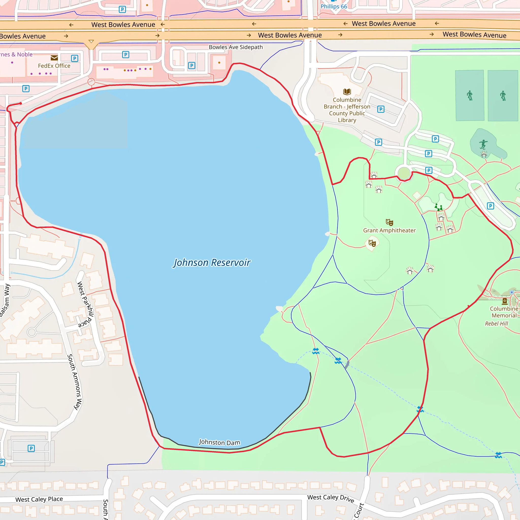 Johnson Reservoir - Rebel Hill Loop mobile static map