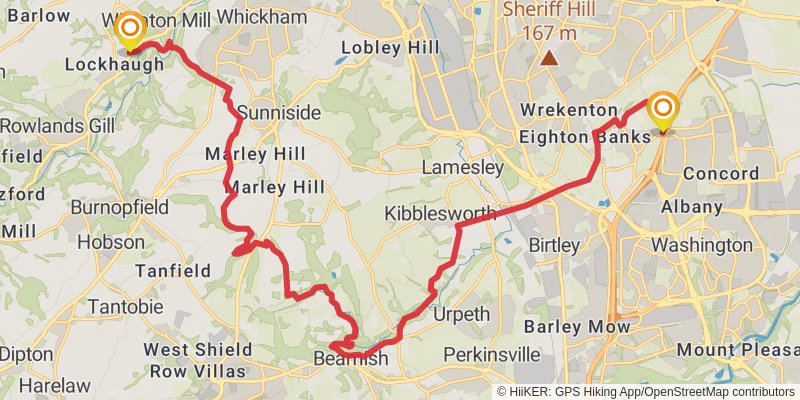 Tyne and Wear Heritage Way stage 5 Map