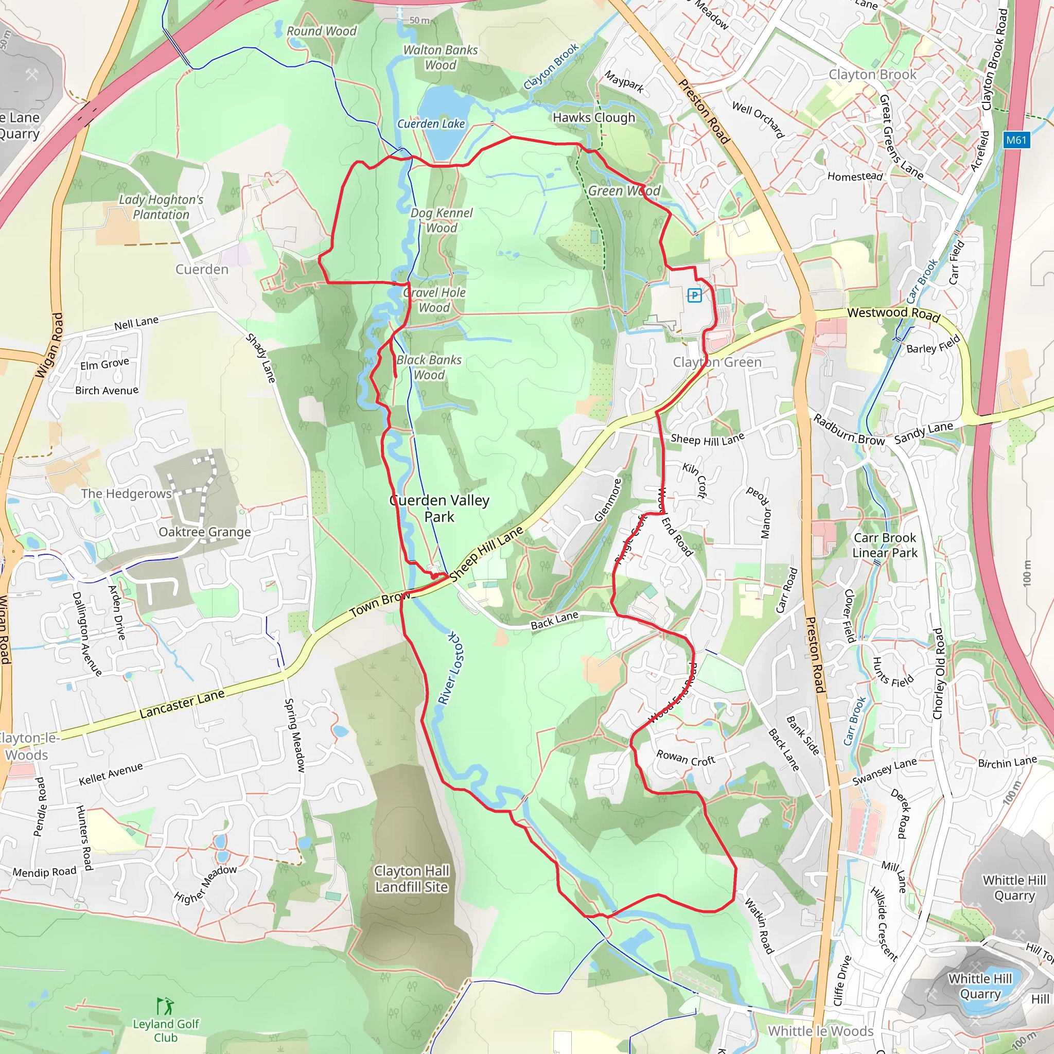 Cuerden Valley Park Loop mobile static map