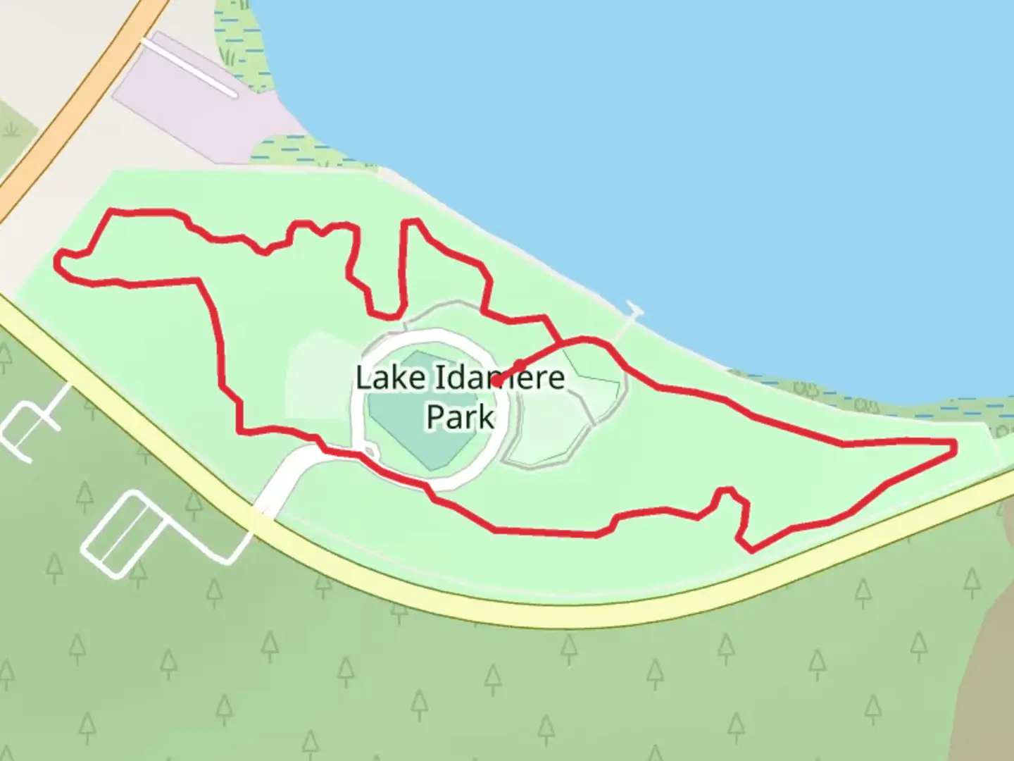 An image depicting the trail Lake Idamere Park Loop and its surrounding area.