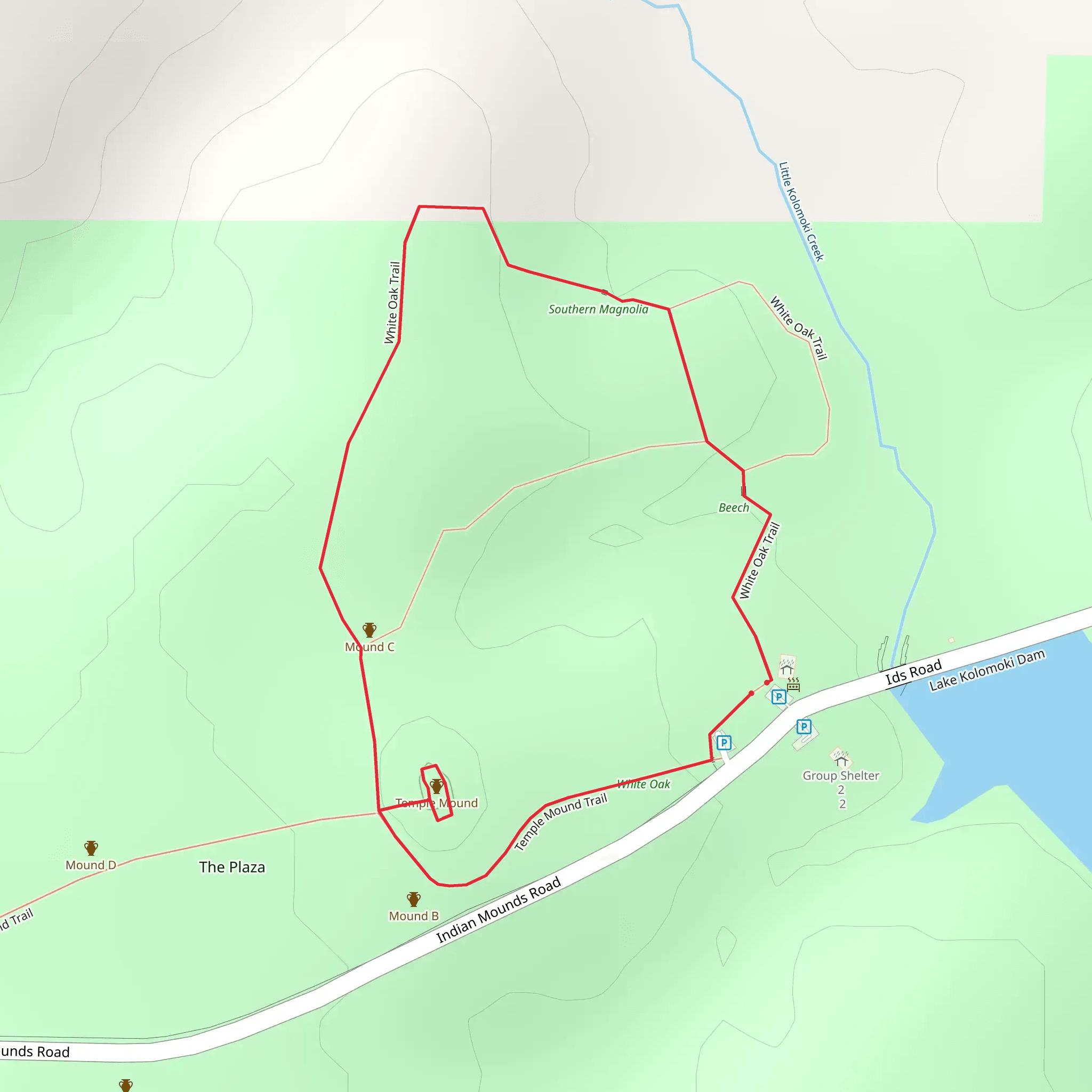 White Oak Loop Trail mobile static map