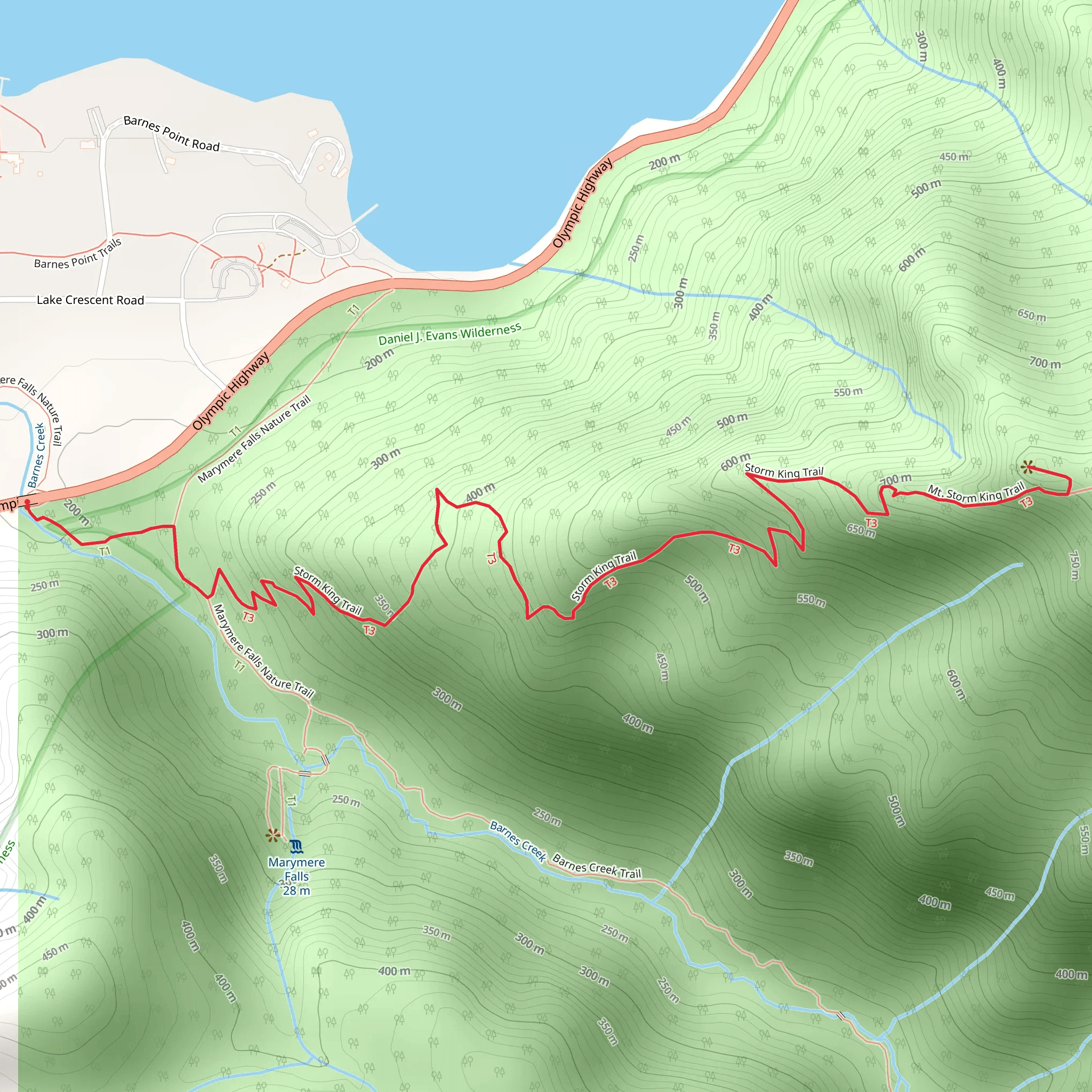 Storm King Trail via Marymere Falls Nature Trail mobile static map
