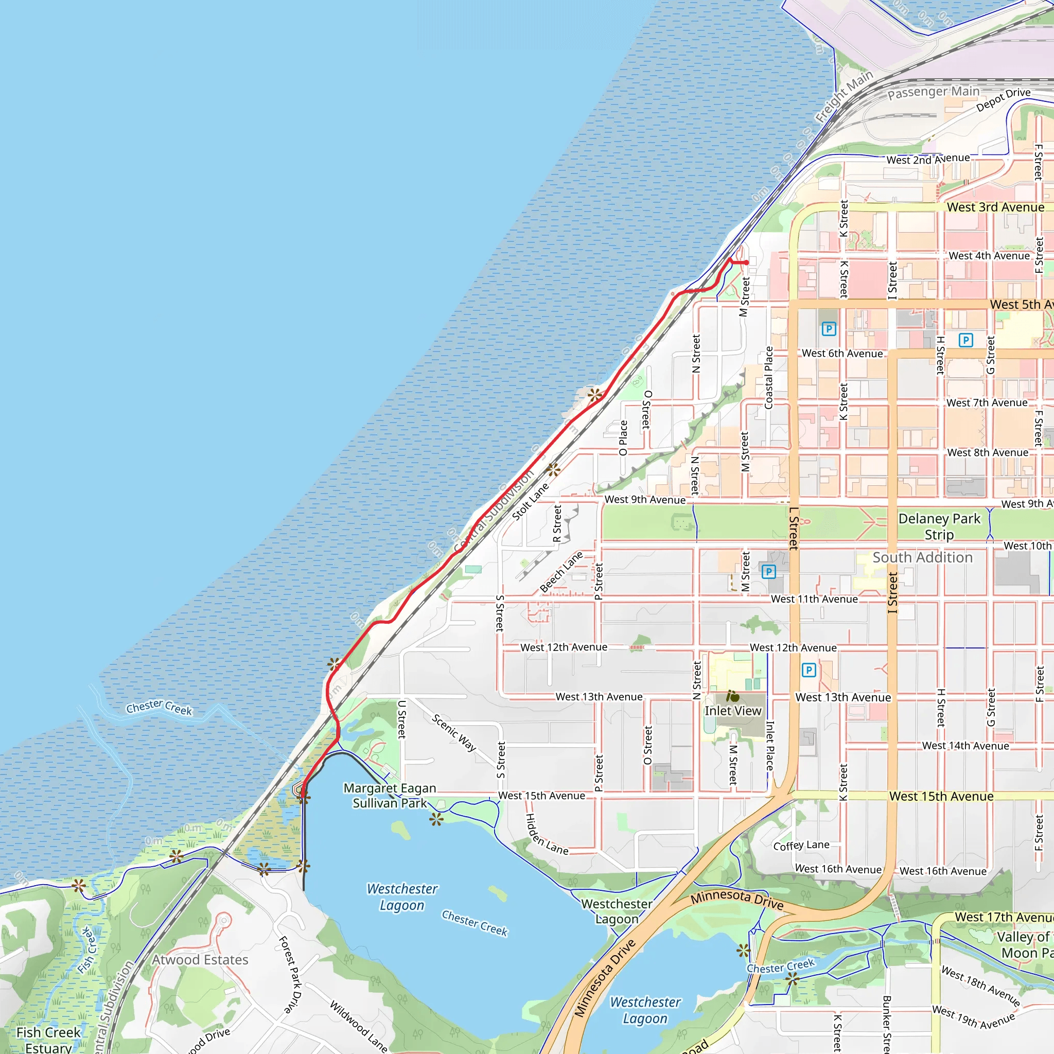 Tony Knowles Coastal Trail Out and Back mobile static map