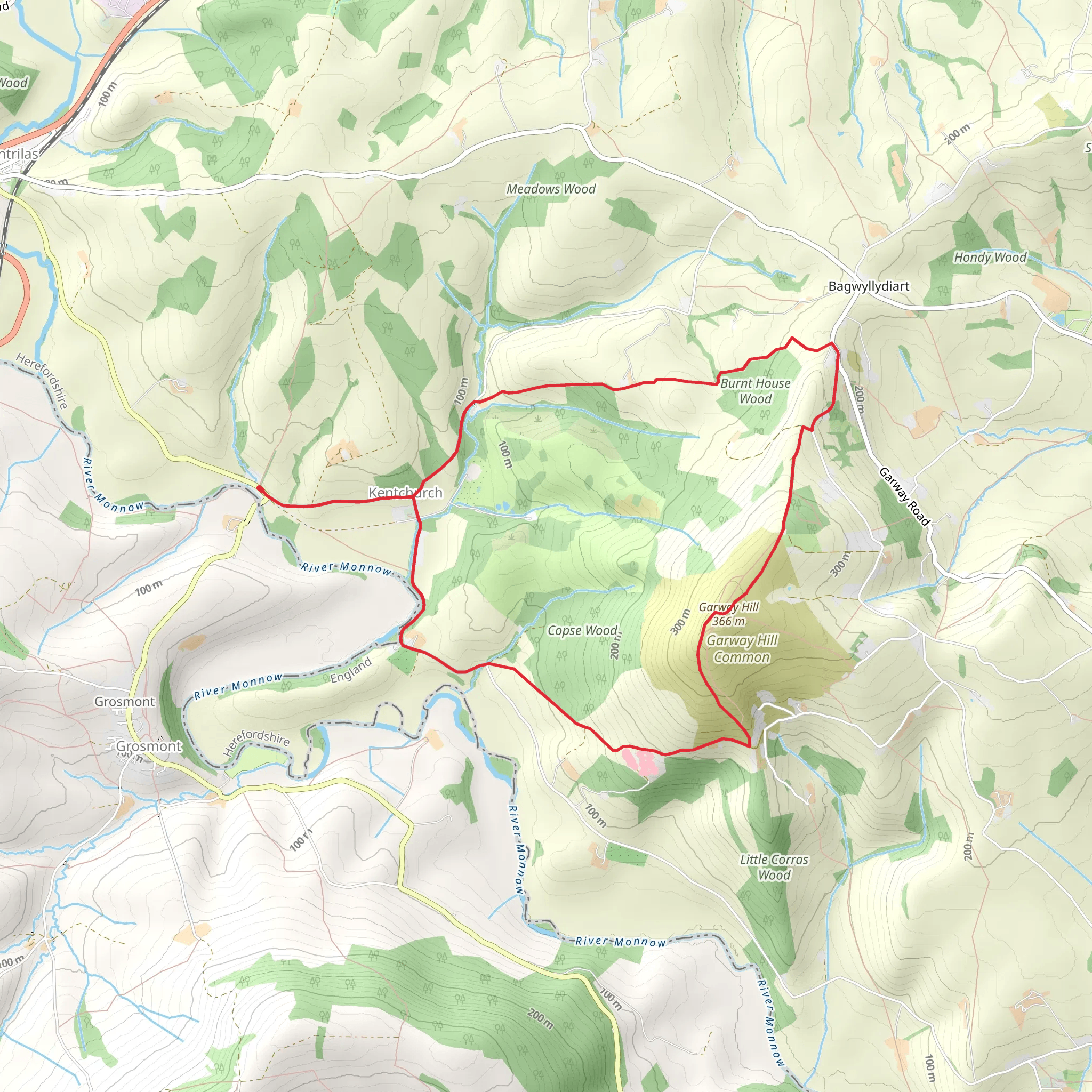 Garway Hill from Kentchurch mobile static map