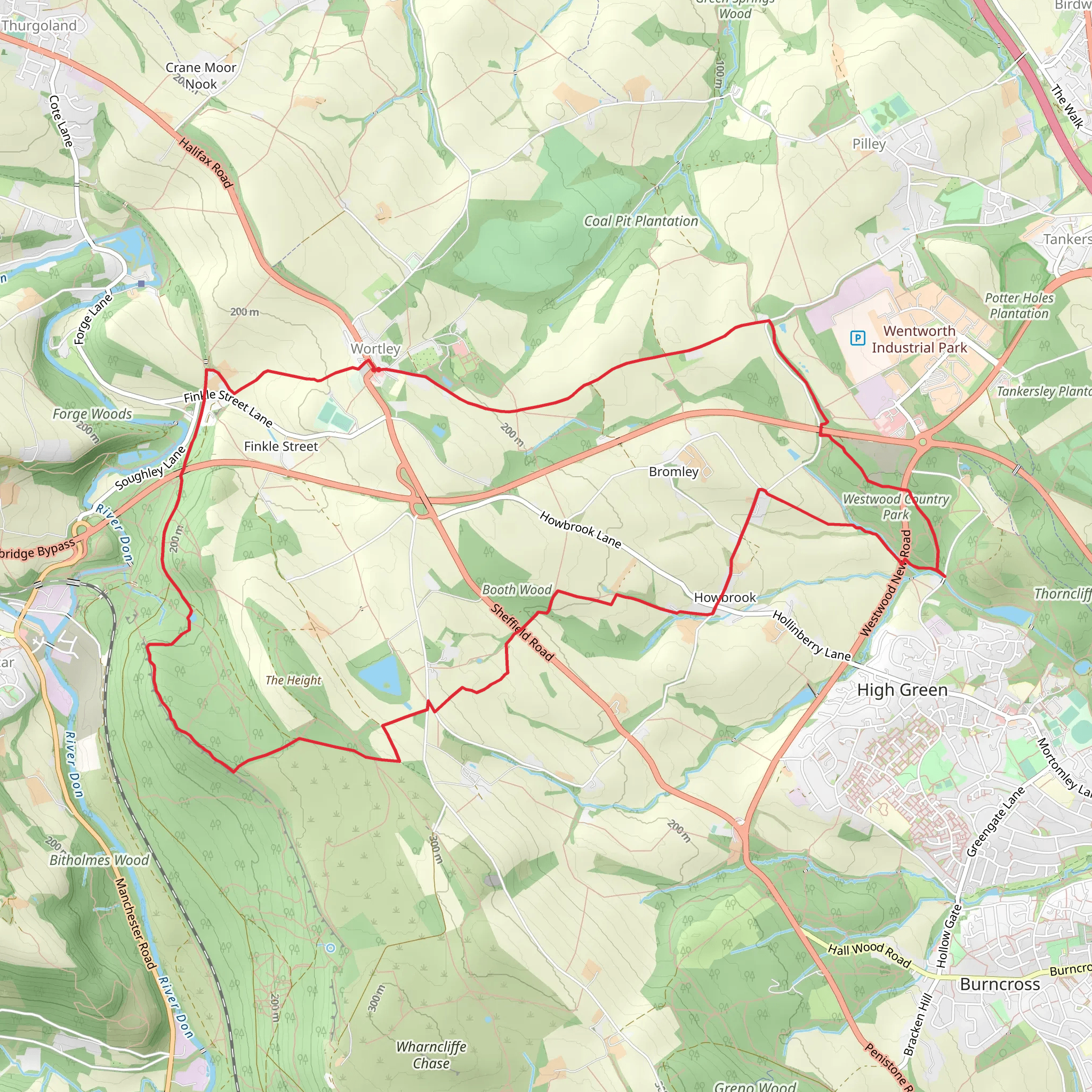 Wortley round including Wharncliffe Crags mobile static map