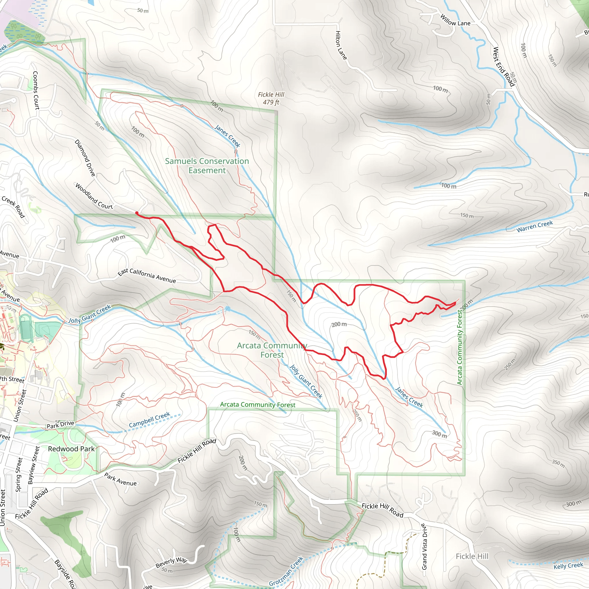 Lower Janes Creek Trail and Janes Creek Trail Loop mobile static map
