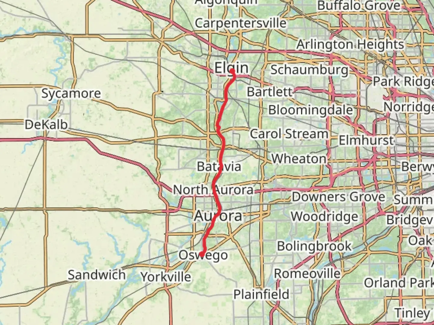 An image depicting the trail Fox River Trail - Elgin and its surrounding area.