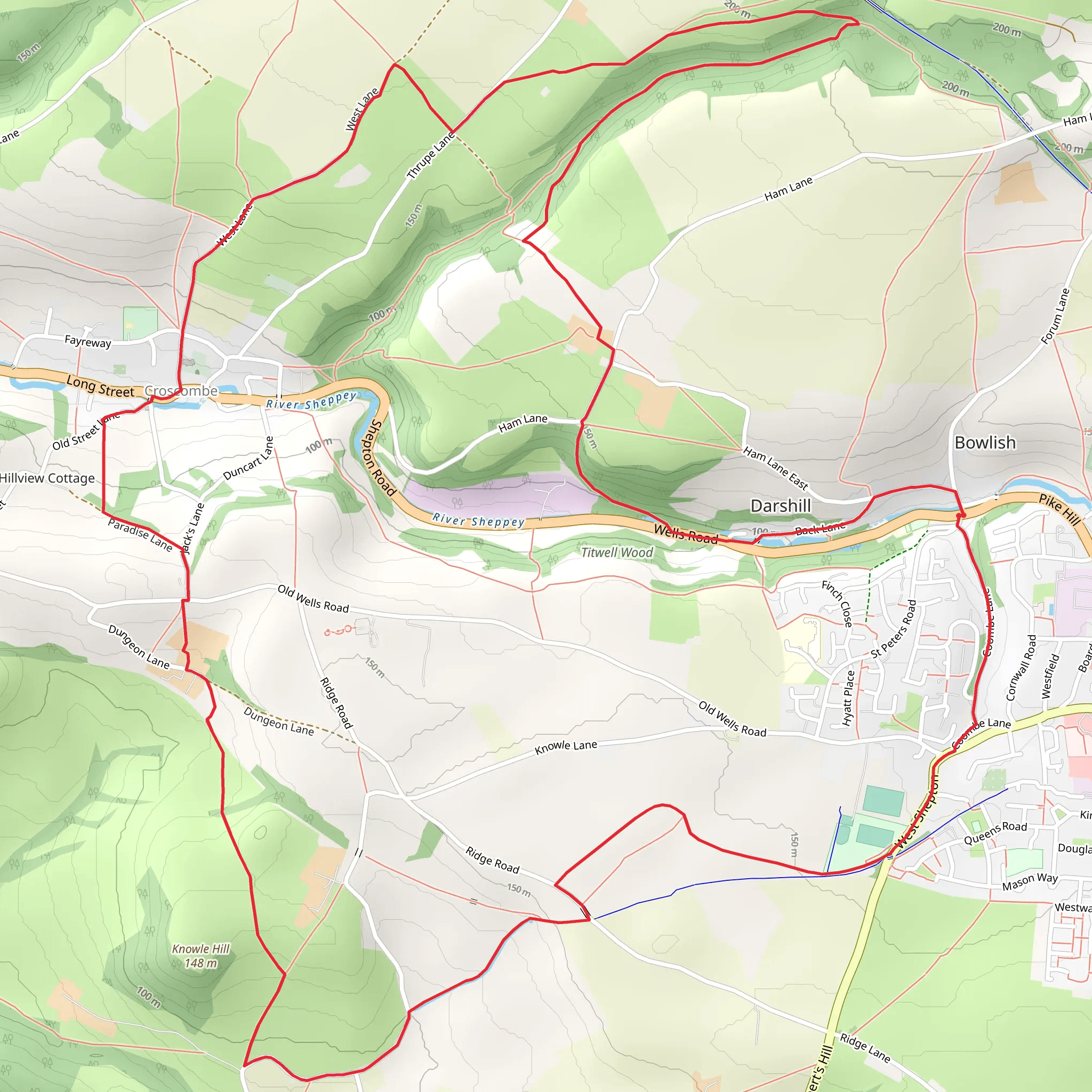 Ham Woods - Croscombe and Knowle Hill from Shepton Mallet mobile static map
