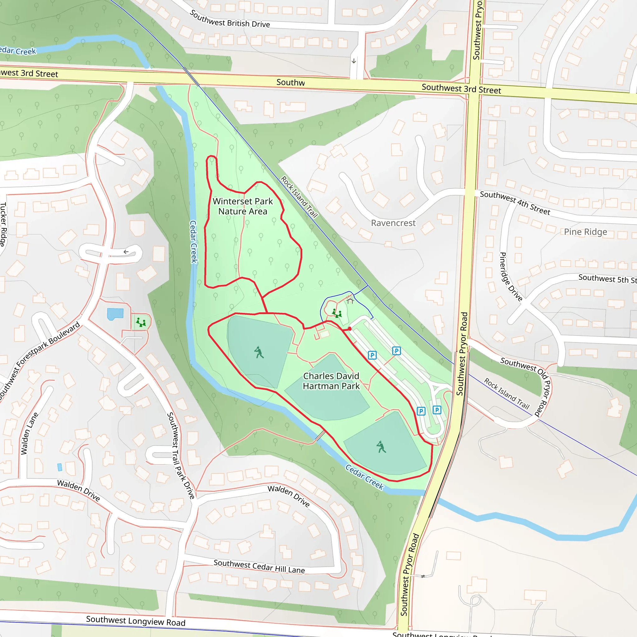 Winterset Park Nature Area and Charles David Hartman Park Loop mobile static map