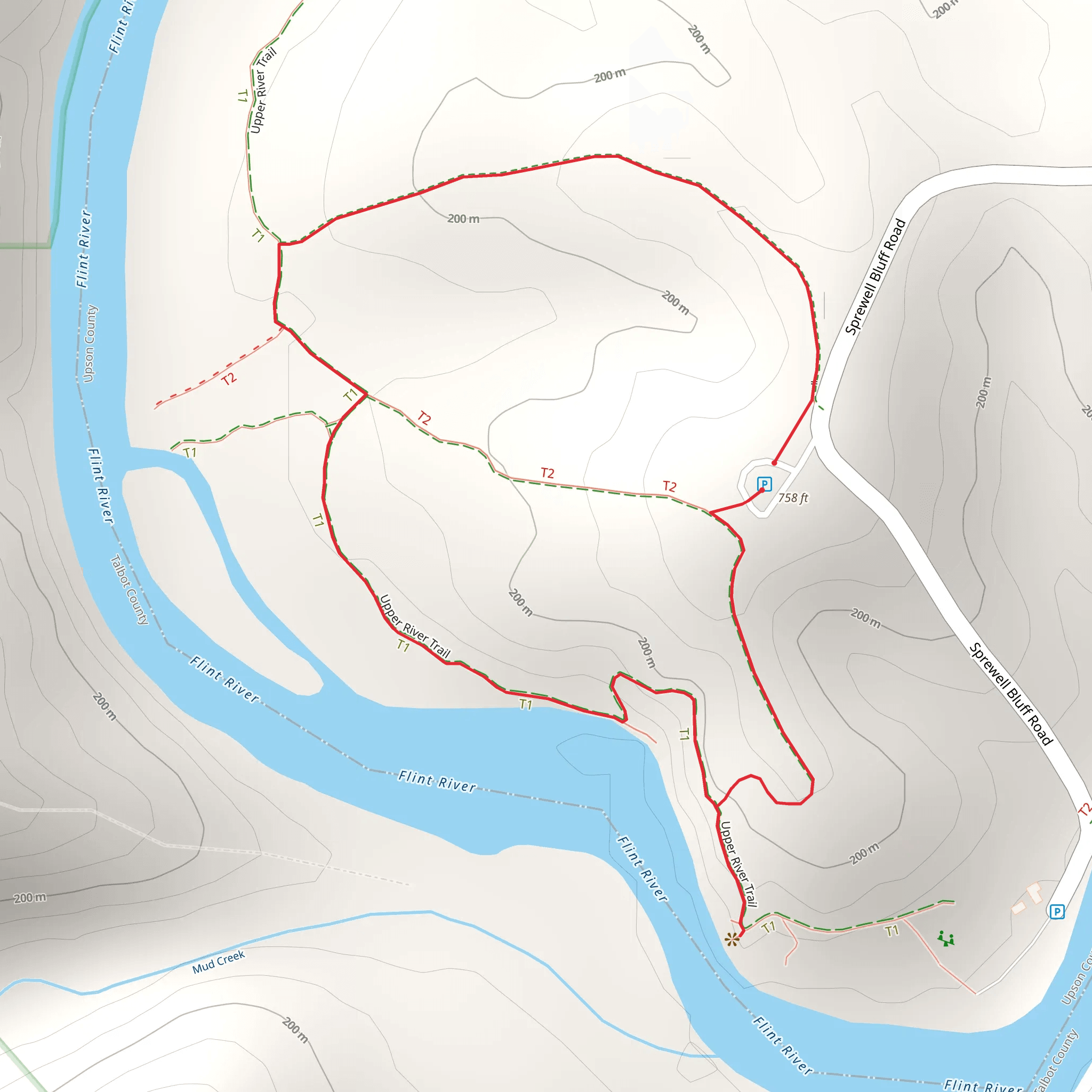 Flint Upper River Loop Trail mobile static map