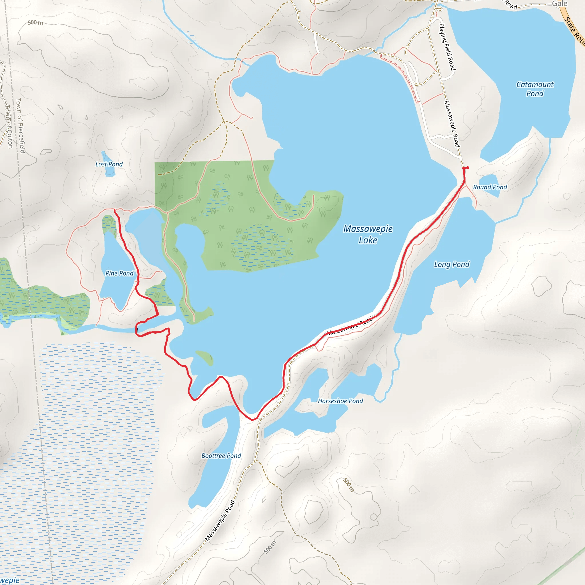 Massawepie Lake and Pine Pond Trail mobile static map