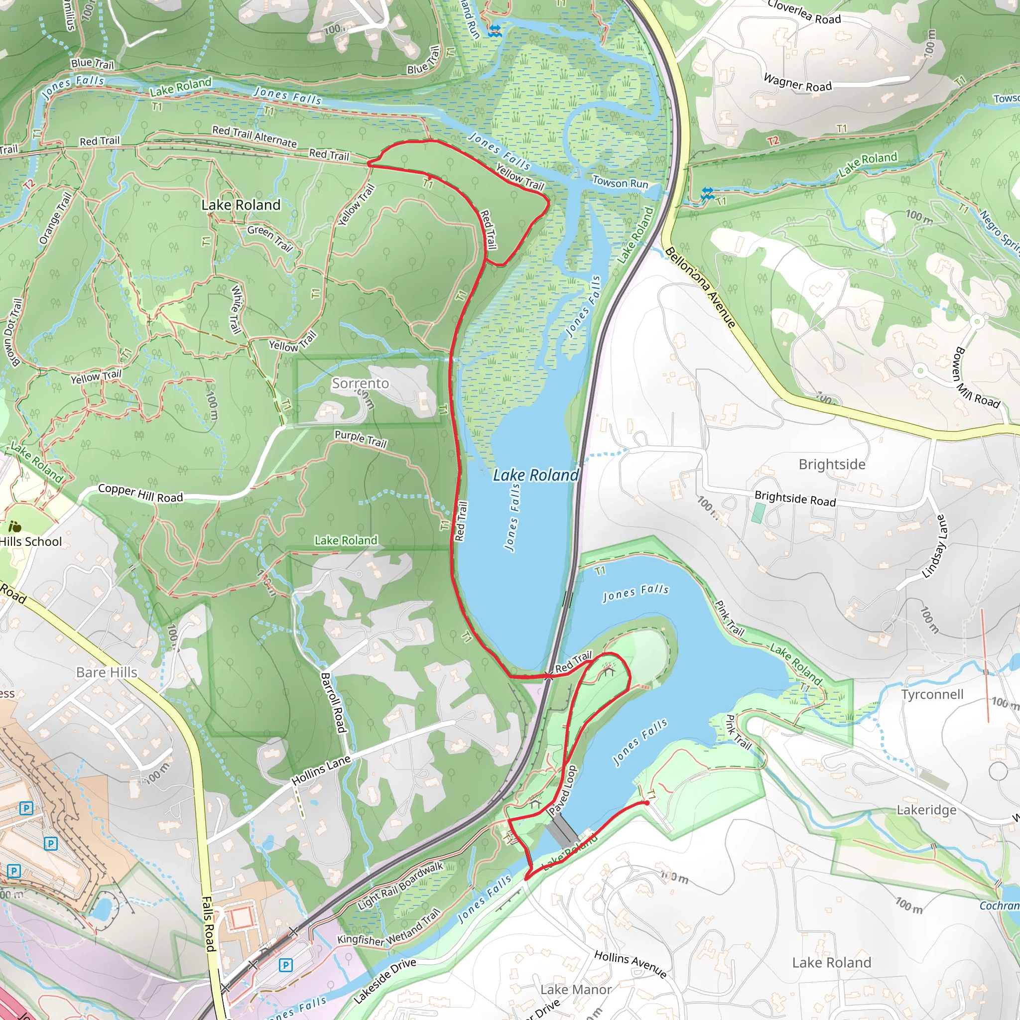 Red Loop Trail - Lake Roland mobile static map