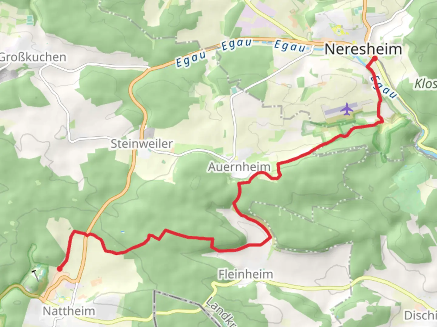 An image depicting the trail Nattheim to Neresheim via Albschaeferweg and its surrounding area.