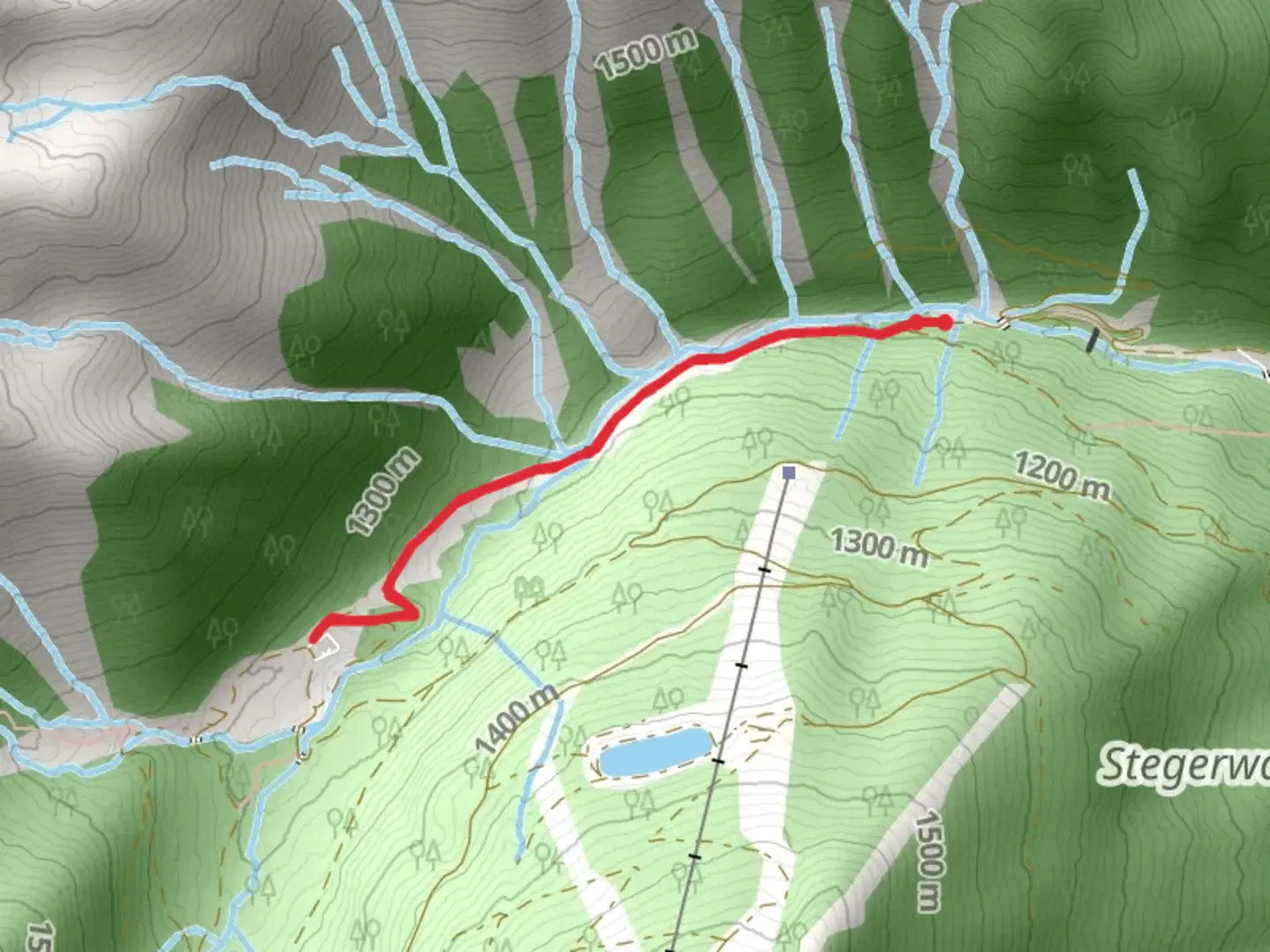 An image depicting the trail Mörsbachalm and its surrounding area.