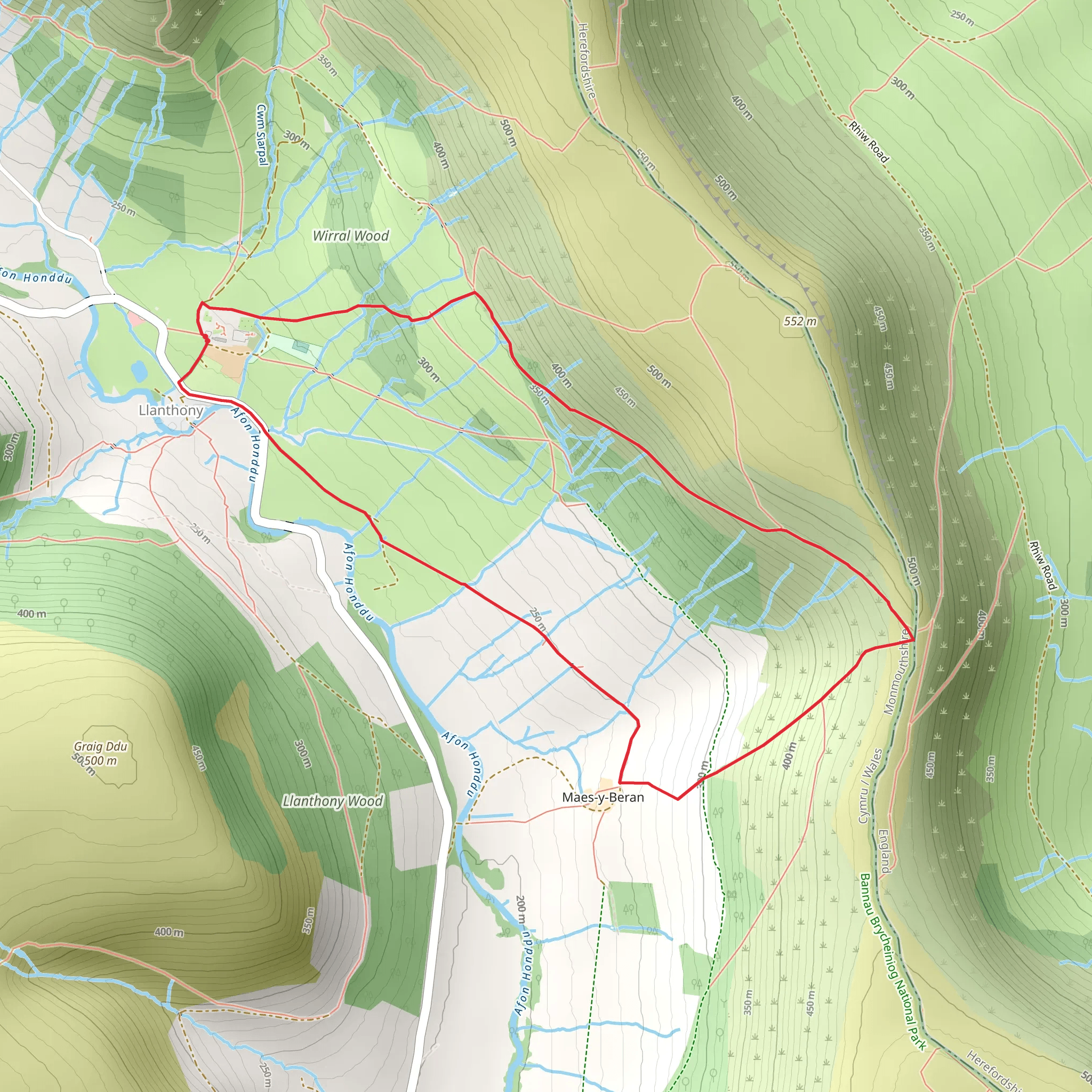 Llanthony Priory Circular Walk mobile static map