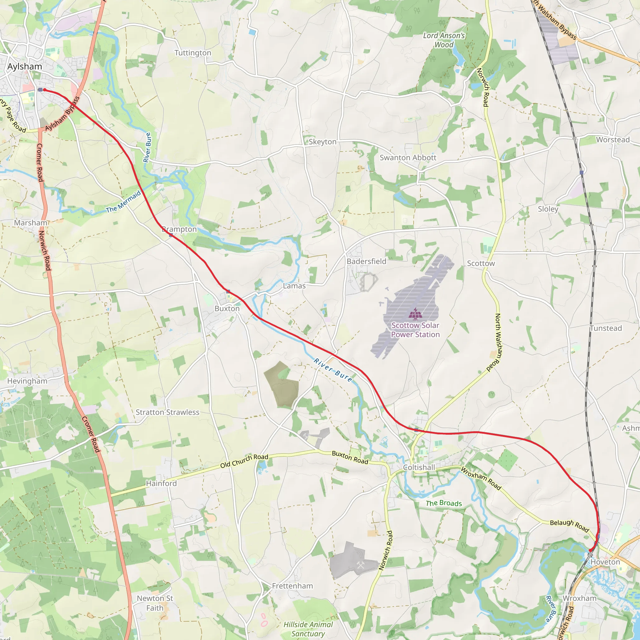 Bure Valley Path from Hoveton to Aylsham mobile static map