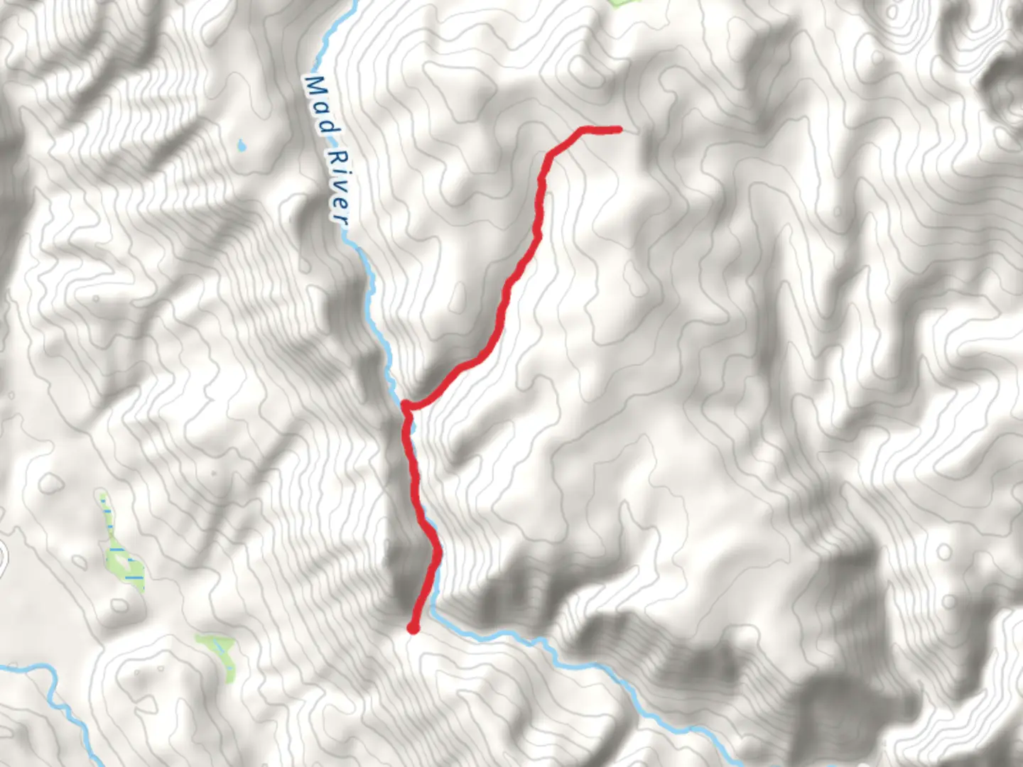 An image depicting the trail Upper Mad River and Jimmy Creek Trail and its surrounding area.