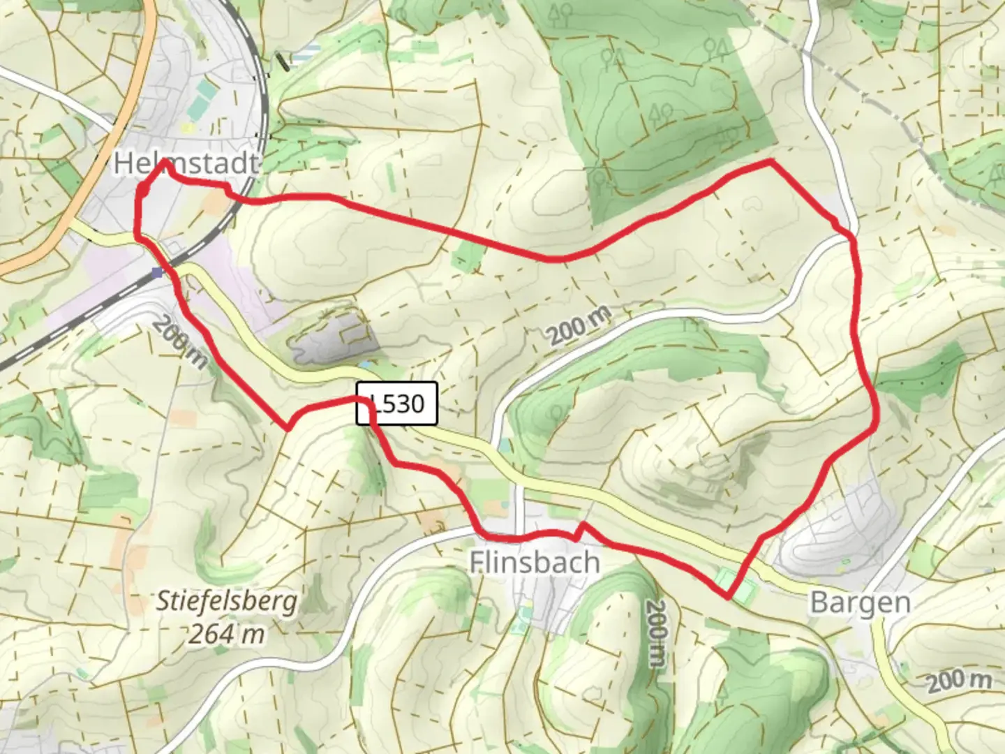 An image depicting the trail Helmstadt Loop and its surrounding area.
