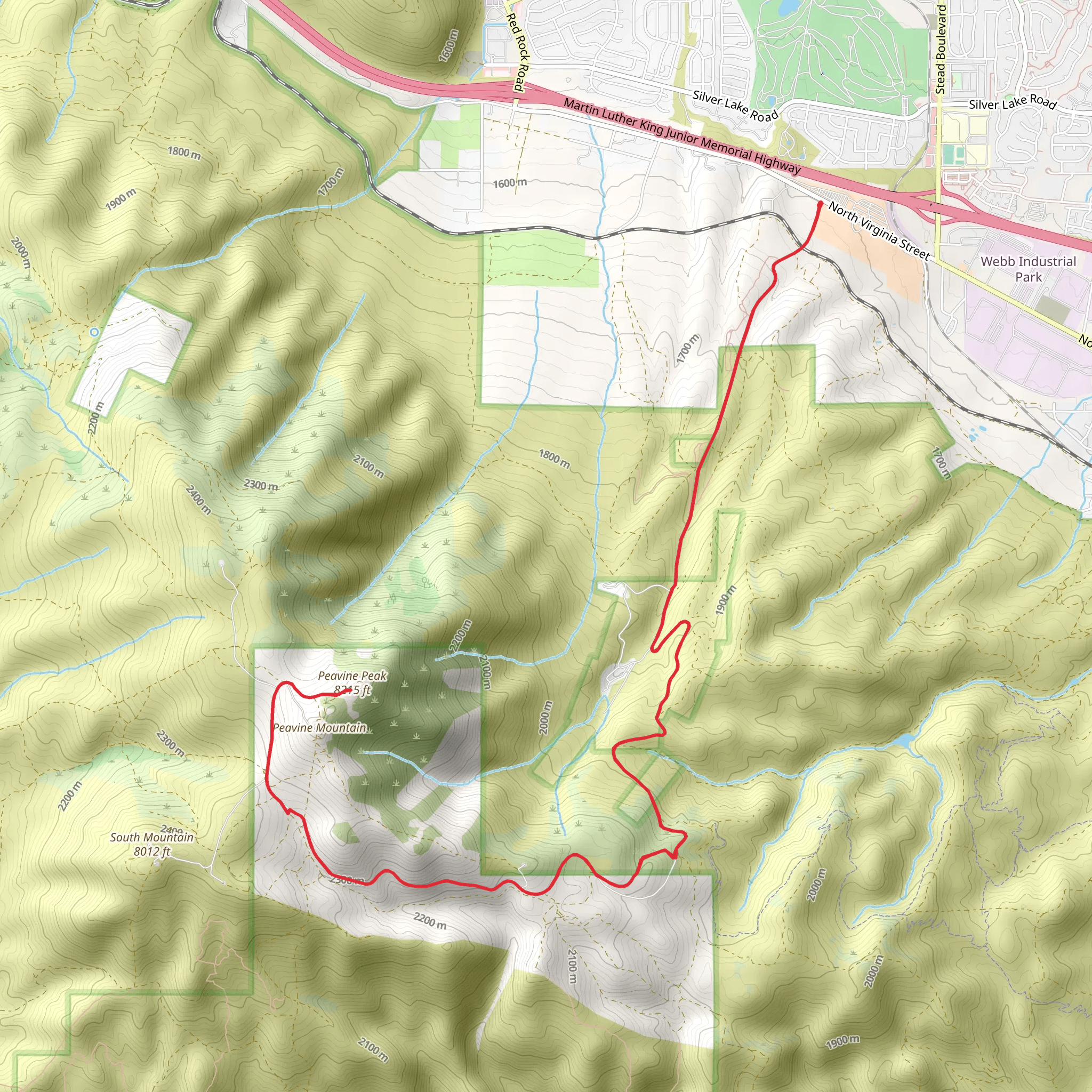 Peavine Peak from North Virginia Street mobile static map